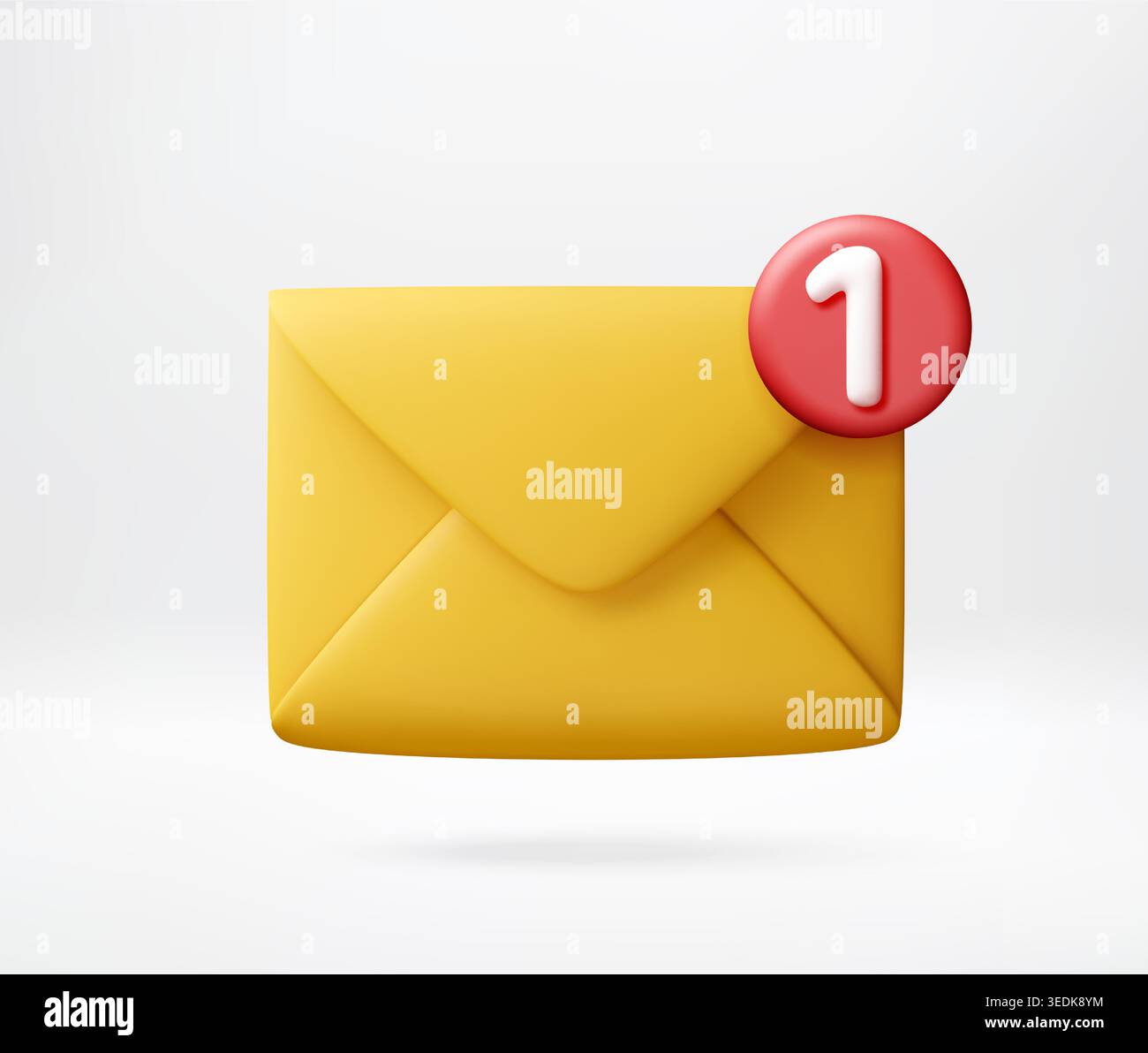 3D envelope with red notification badge Stock Vector