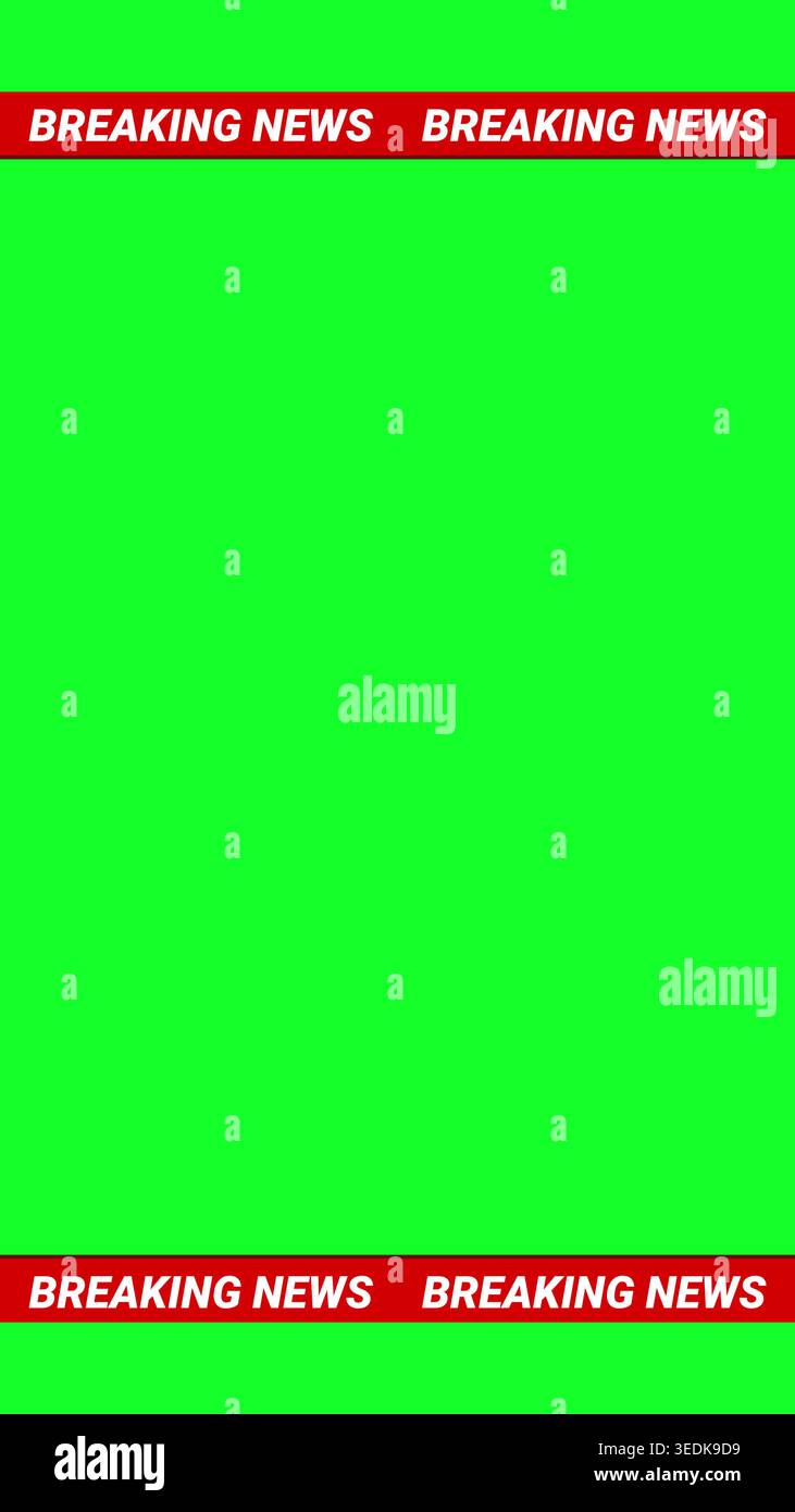Vertical layout with breaking news ticker bars green background Stock Vector
