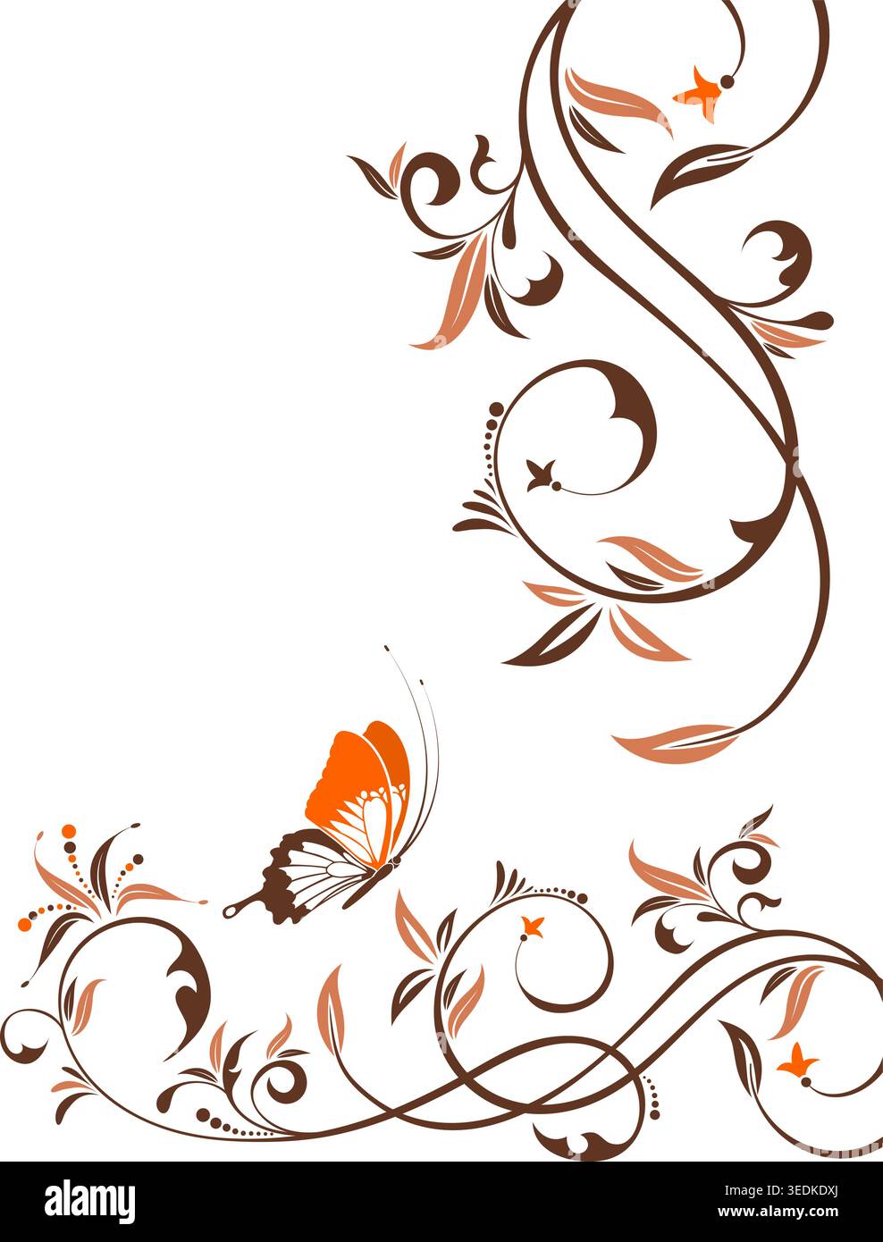 Flower Frame with Butterfly, element for design, vector illustration Stock Vector