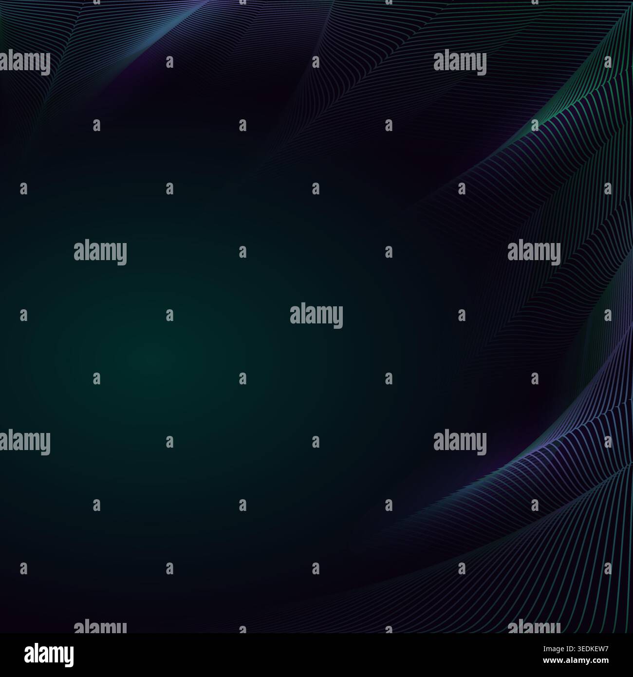 Abstract glowing wave lines on dark greenbackground. Dynamic wave pattern Stock Vector