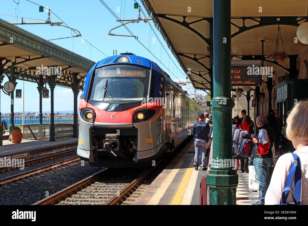 Messina Central Train. Taormina-Giardini, Sicily , Italy Stock Photo