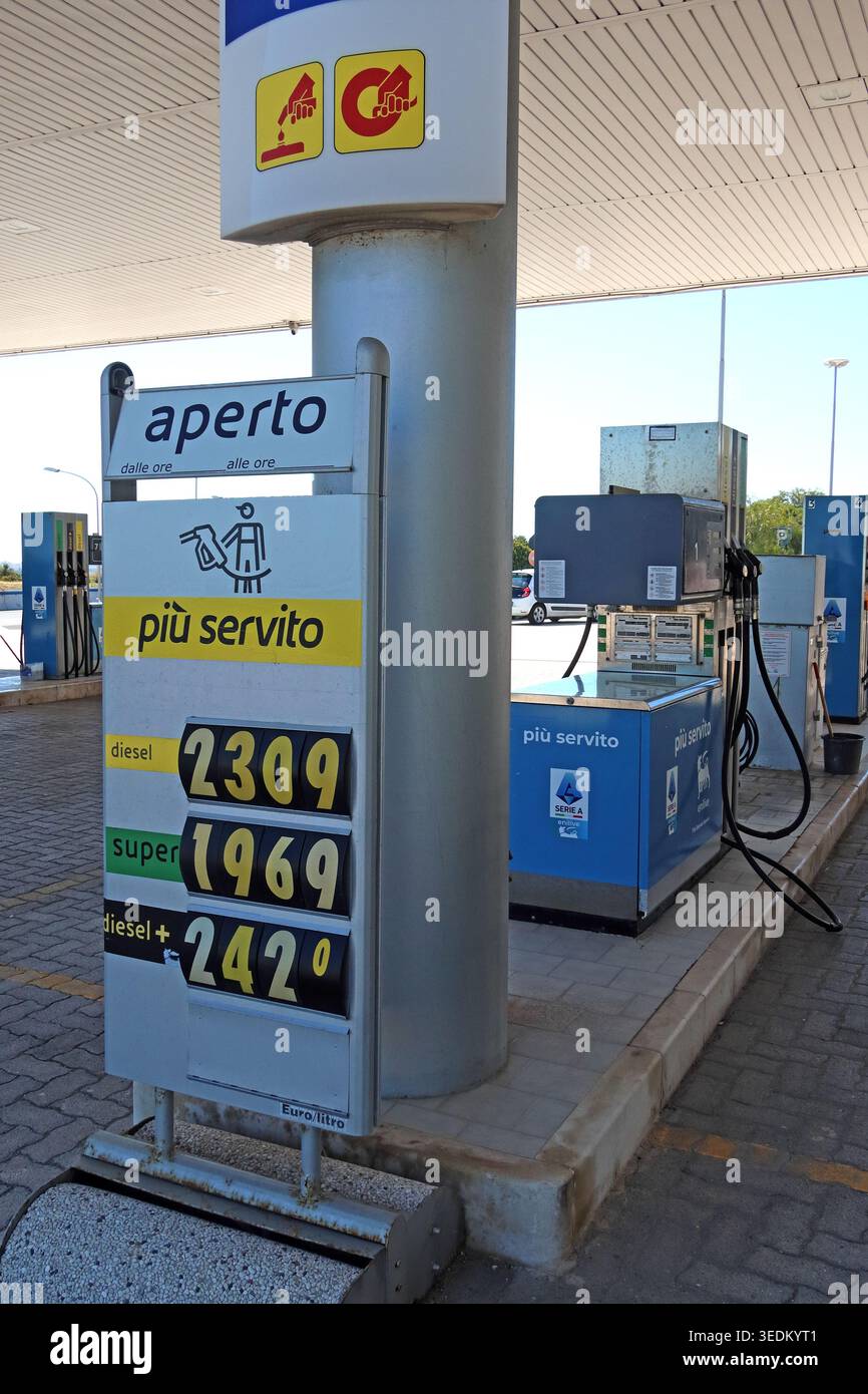 Petrol Prices Italy. Stock Photo