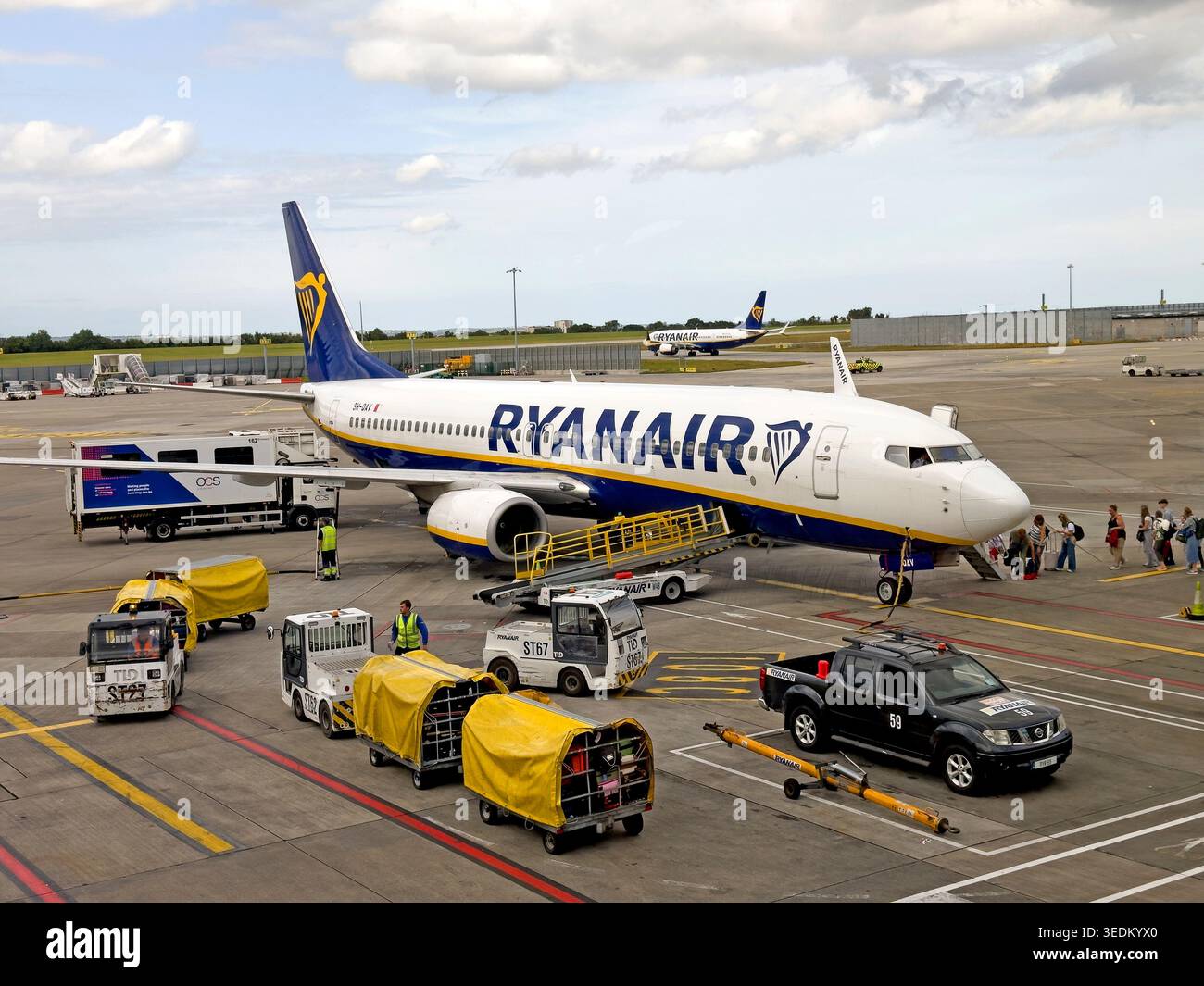 Malta-registered Ryanair Boeing 737-800 9H-QAV during ground operations, used to illustrate aviation safety after a separate aircraft incident. Stock Photo