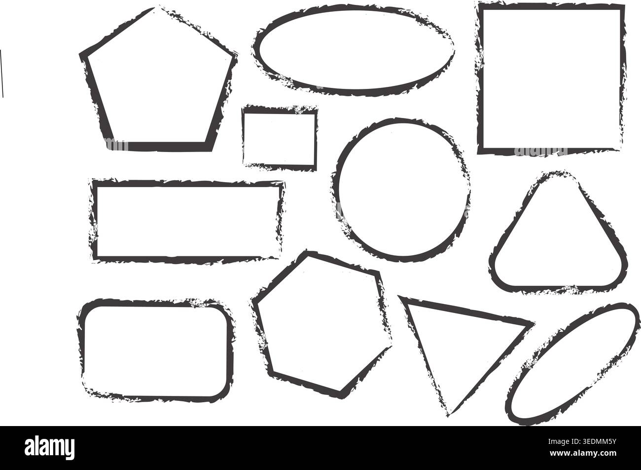 Various irregular frames and shapes with torn edges for design elements on a transparent background. Stock Vector