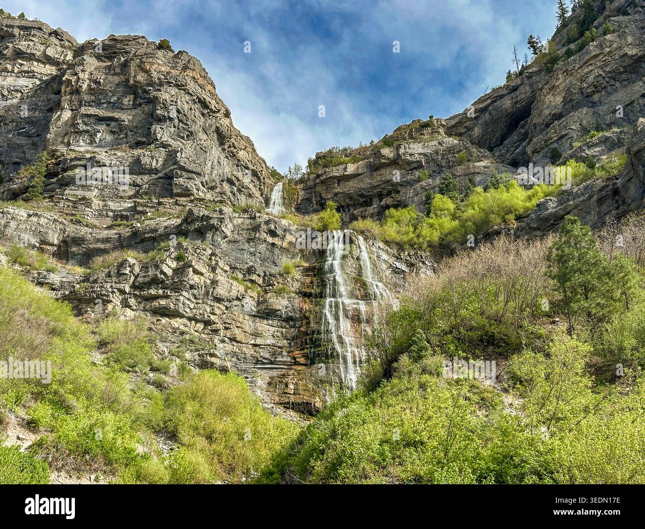 Bridal Veil Falls in Provo, Utah USA - Smartphone Captured Stock Image