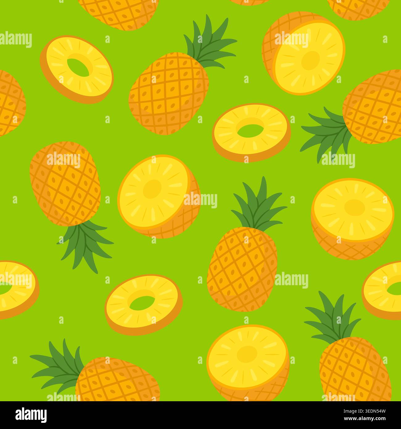 Seamless pineapple pattern bright tropical background Stock Vector