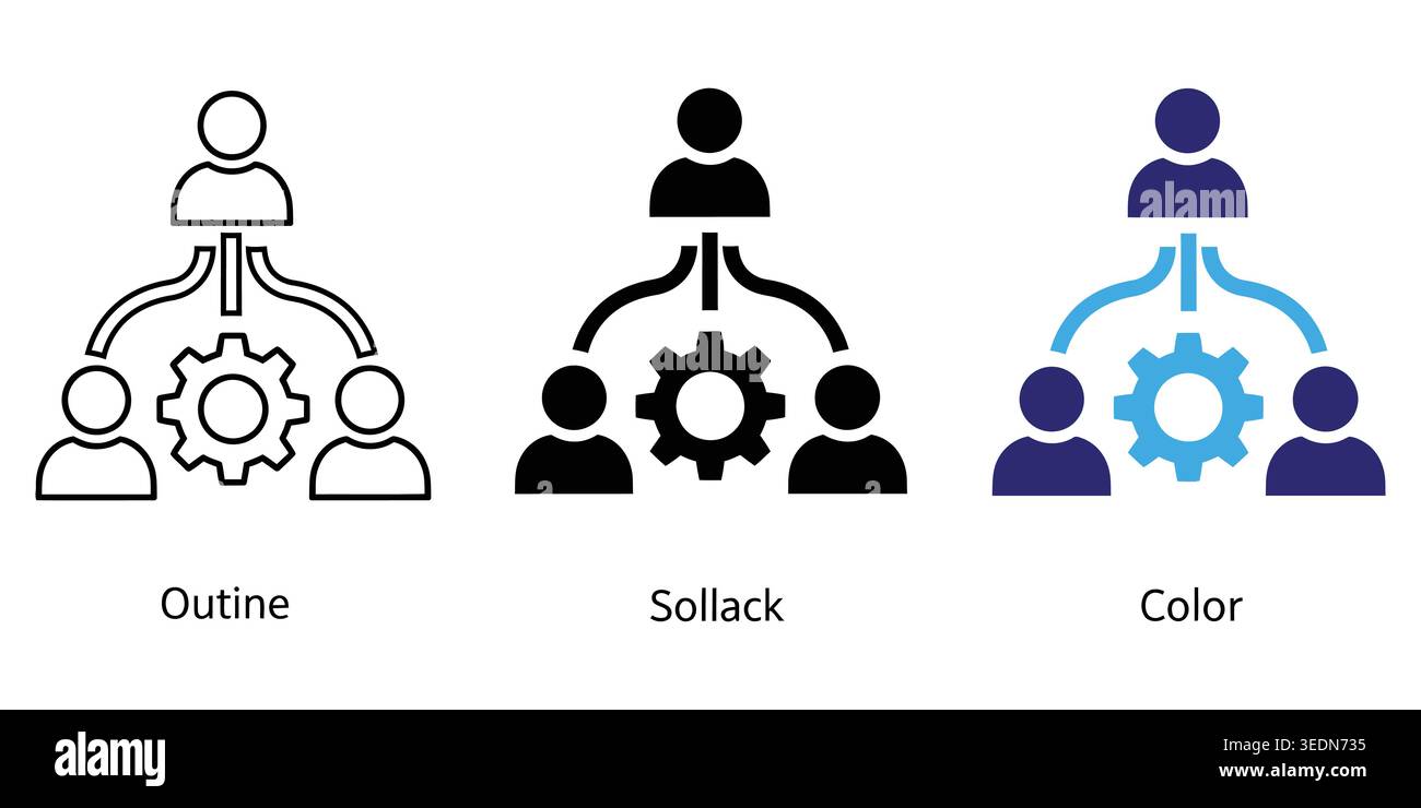 Business hierarchy and team management structure icons set Vector Stock Vector