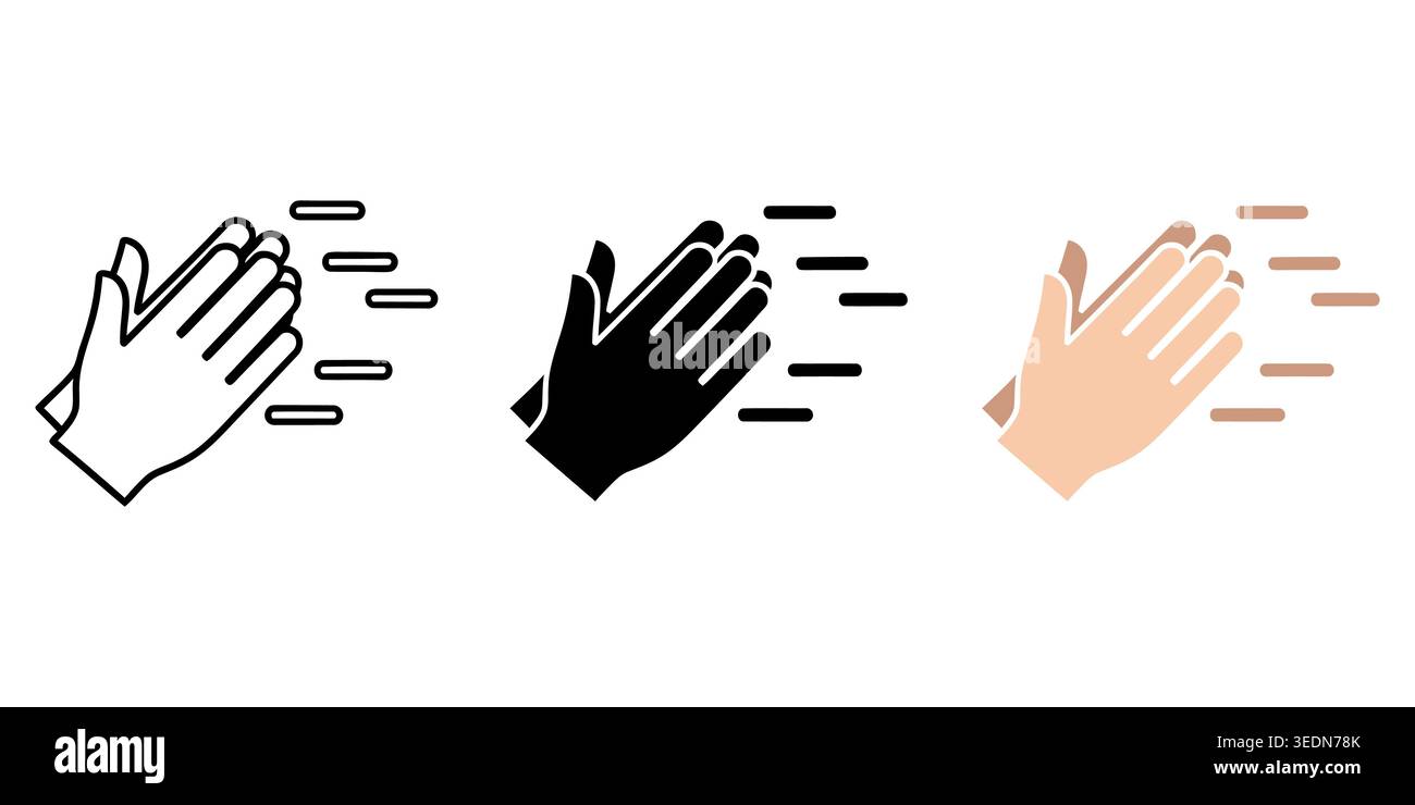 Clapping hands icon set showing applause gesture in different graphic styles Vector Stock Vector