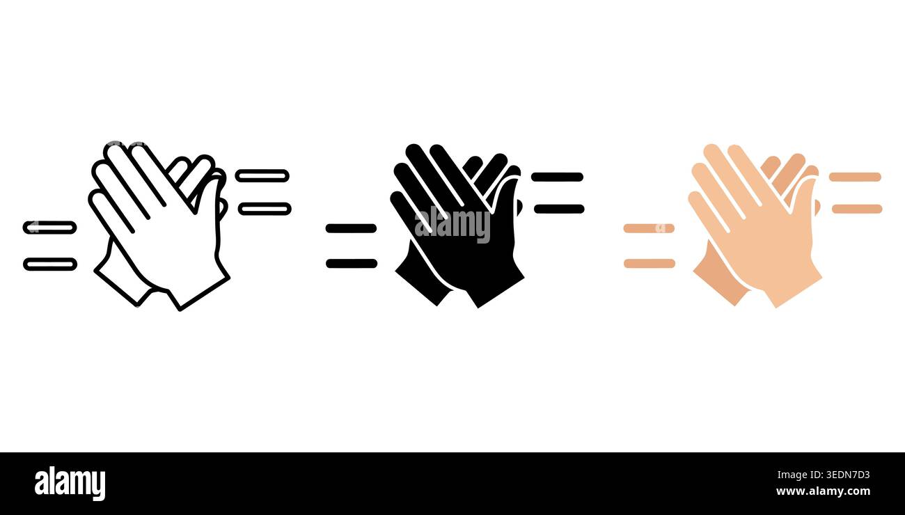 Clapping hands icons set representing applause and success Vector Stock Vector