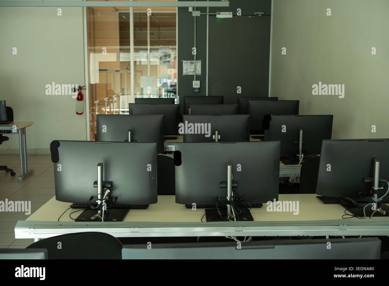 Empty Classroom or IT Training Center During School Break Stock Photo