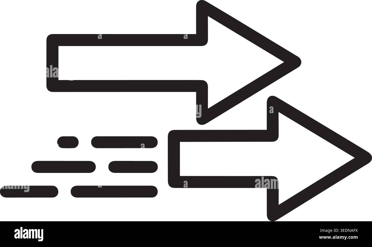 Black outline icon with two arrows pointing in opposite directions, one ...