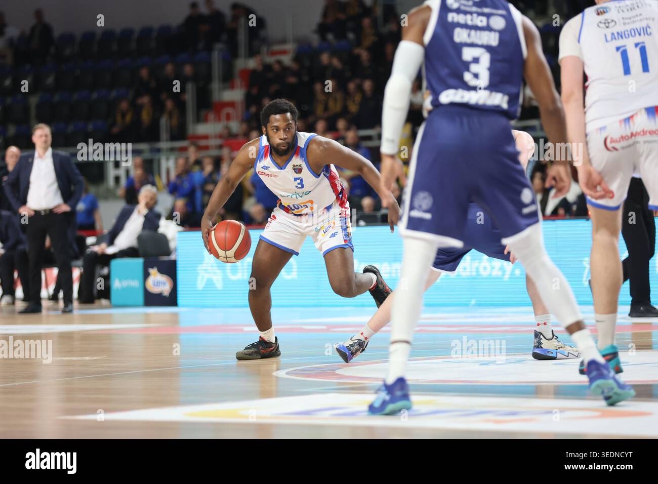 Torun 06.05.2026 Koszykowka ORLEN Basket Liga sezon 2025/2026 kolejka 30 mecz: Arriva LOTTO Twarde Pierniki Torun - AMW Arka Gdynia  --- Basketball ORLEN Basket League season 2025/2026 round 30 match: Arriva LOTTO Twarde Pierniki Torun - AMW Arka Gdynia n/z Noah Thomasson Fot. Mateusz Bialczyk /arena akcji Stock Photo