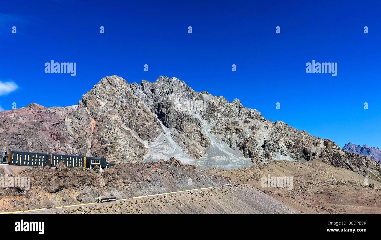 Scenic mountain landscape at the Chile–Argentina border crossing in ...