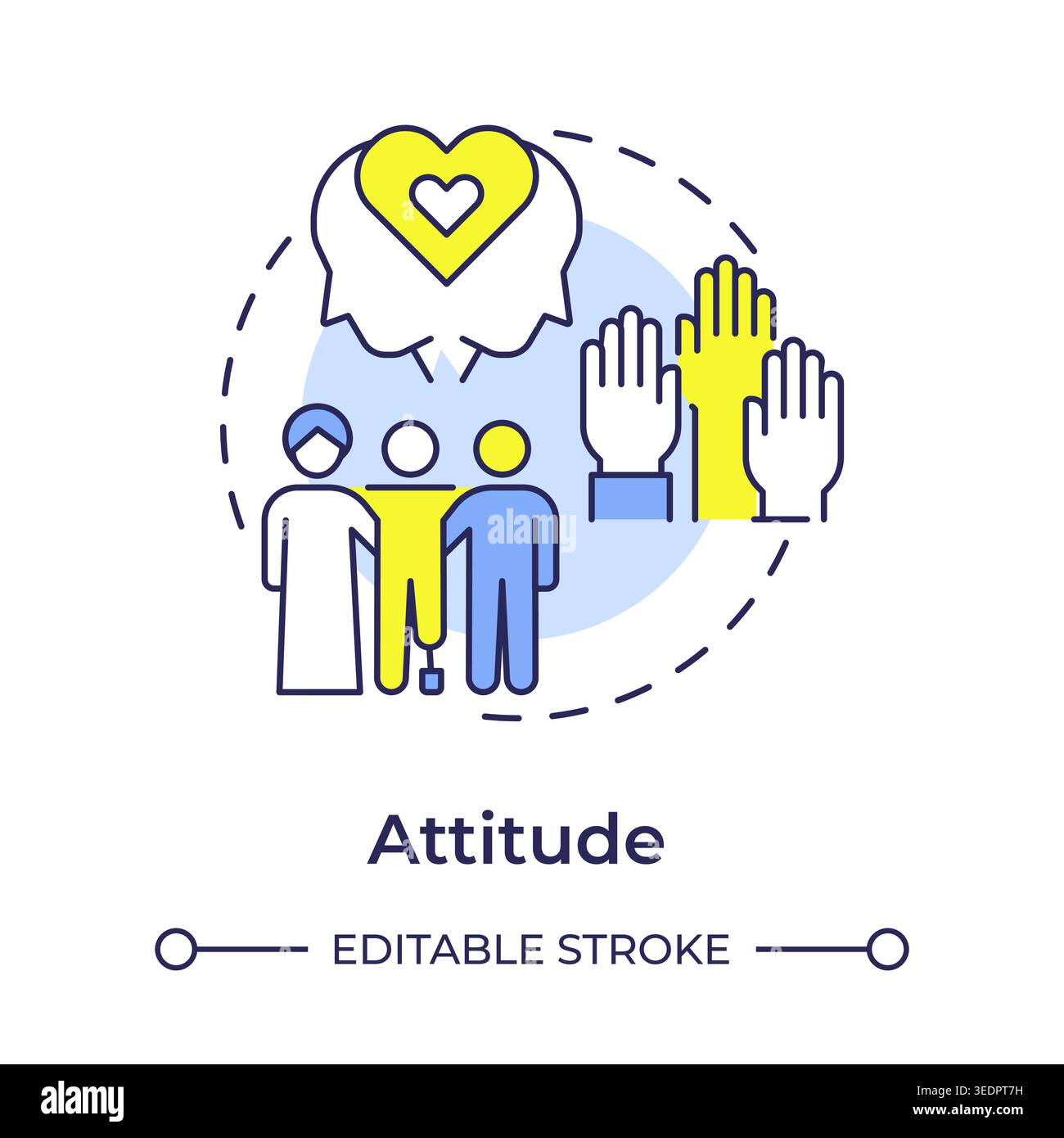Attitude multi color concept icon Stock Vector