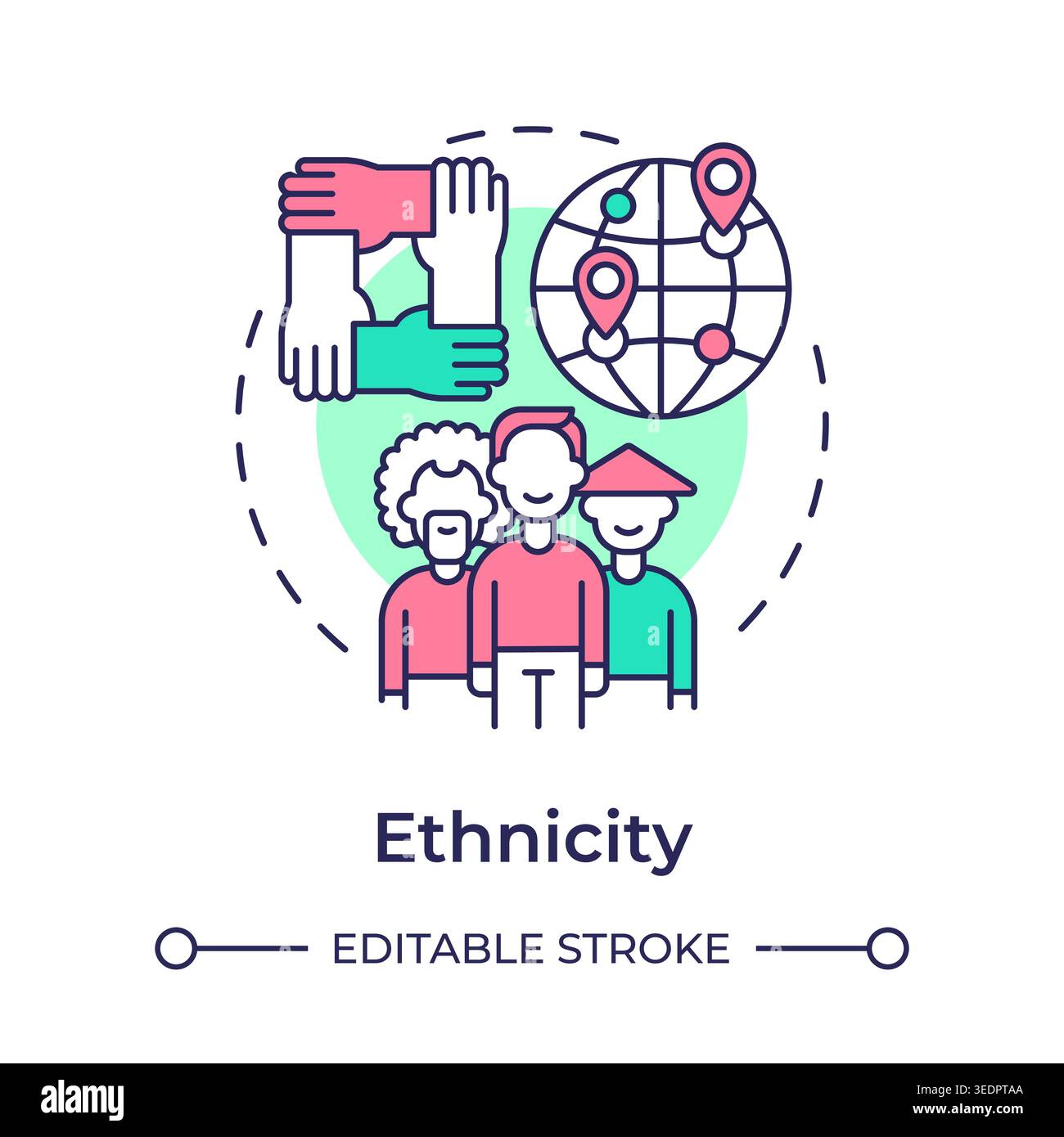 Ethnicity multi color concept icon Stock Vector