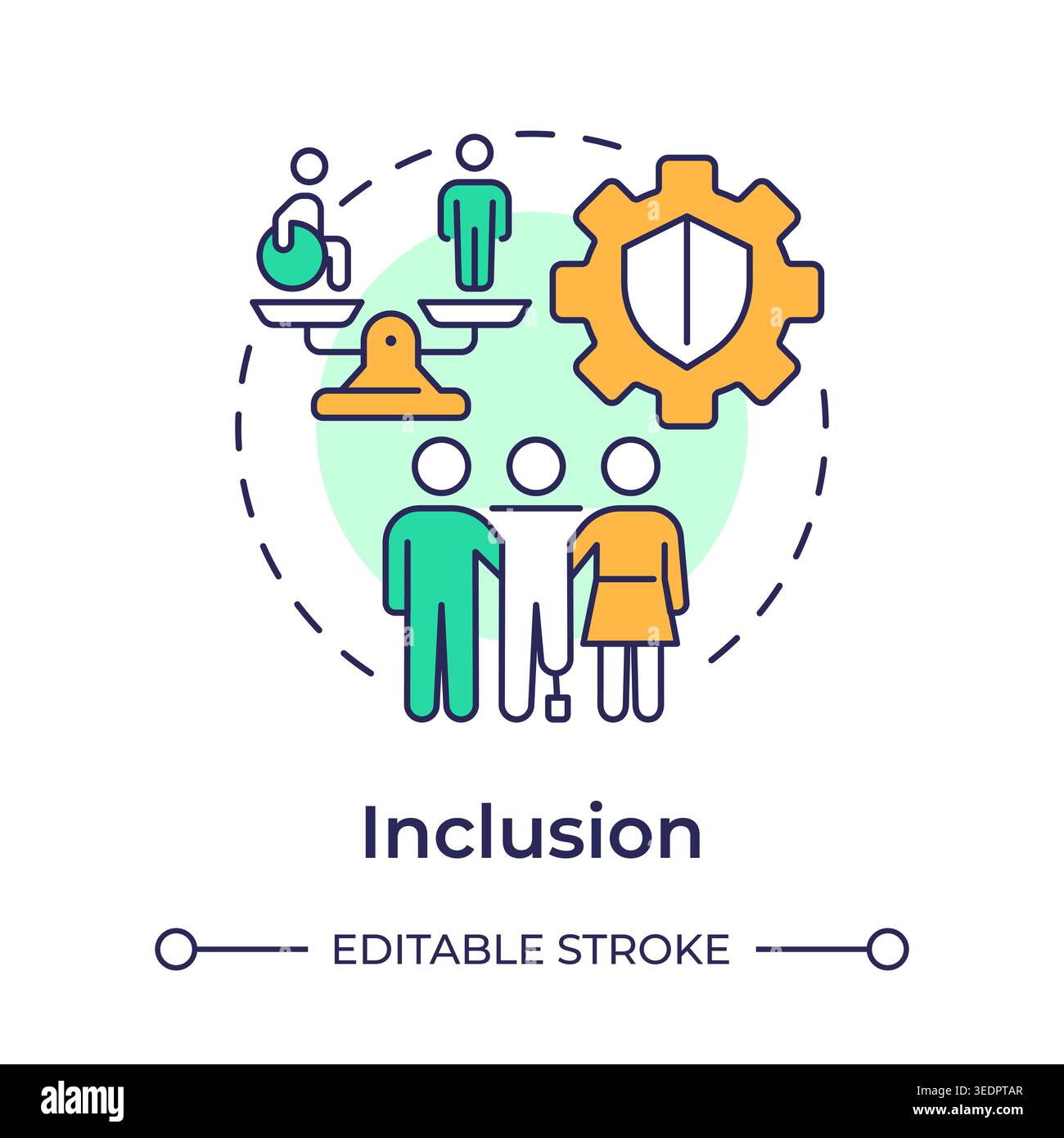 Inclusion multi color concept icon Stock Vector