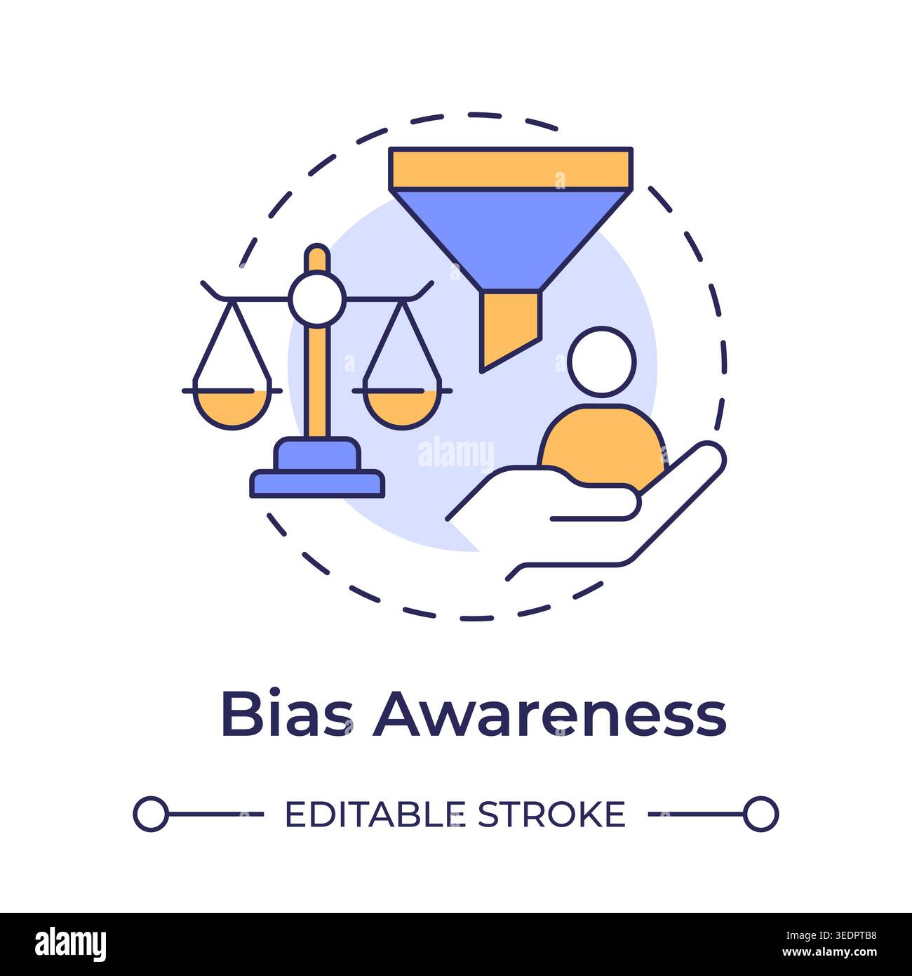 Bias awareness multi color concept icon Stock Vector