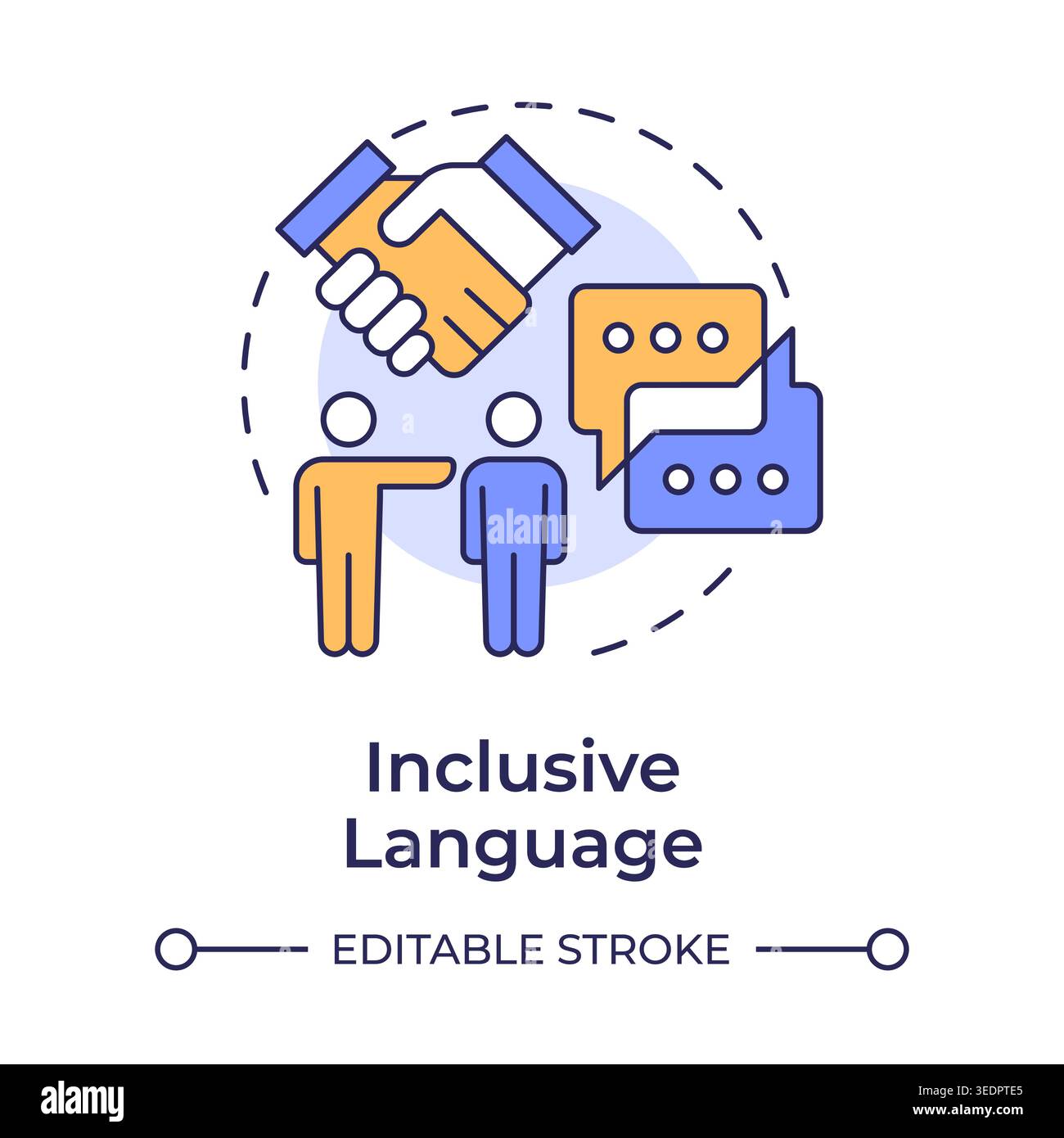 Inclusive language multi color concept icon Stock Vector