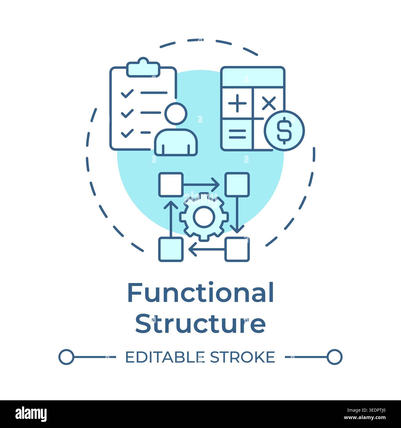Functional structure soft blue concept icon Stock Vector