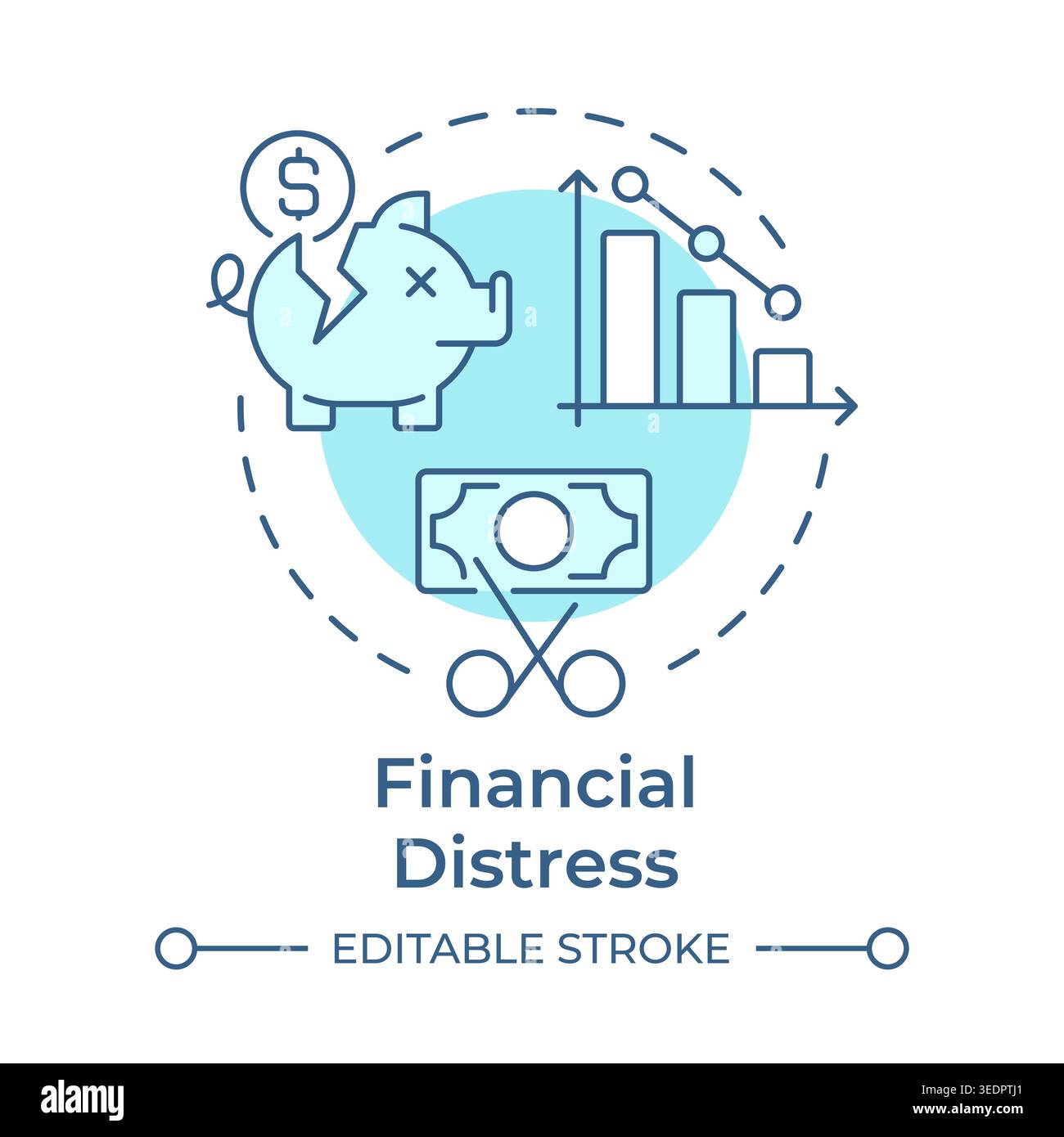 Financial distress soft blue concept icon Stock Vector
