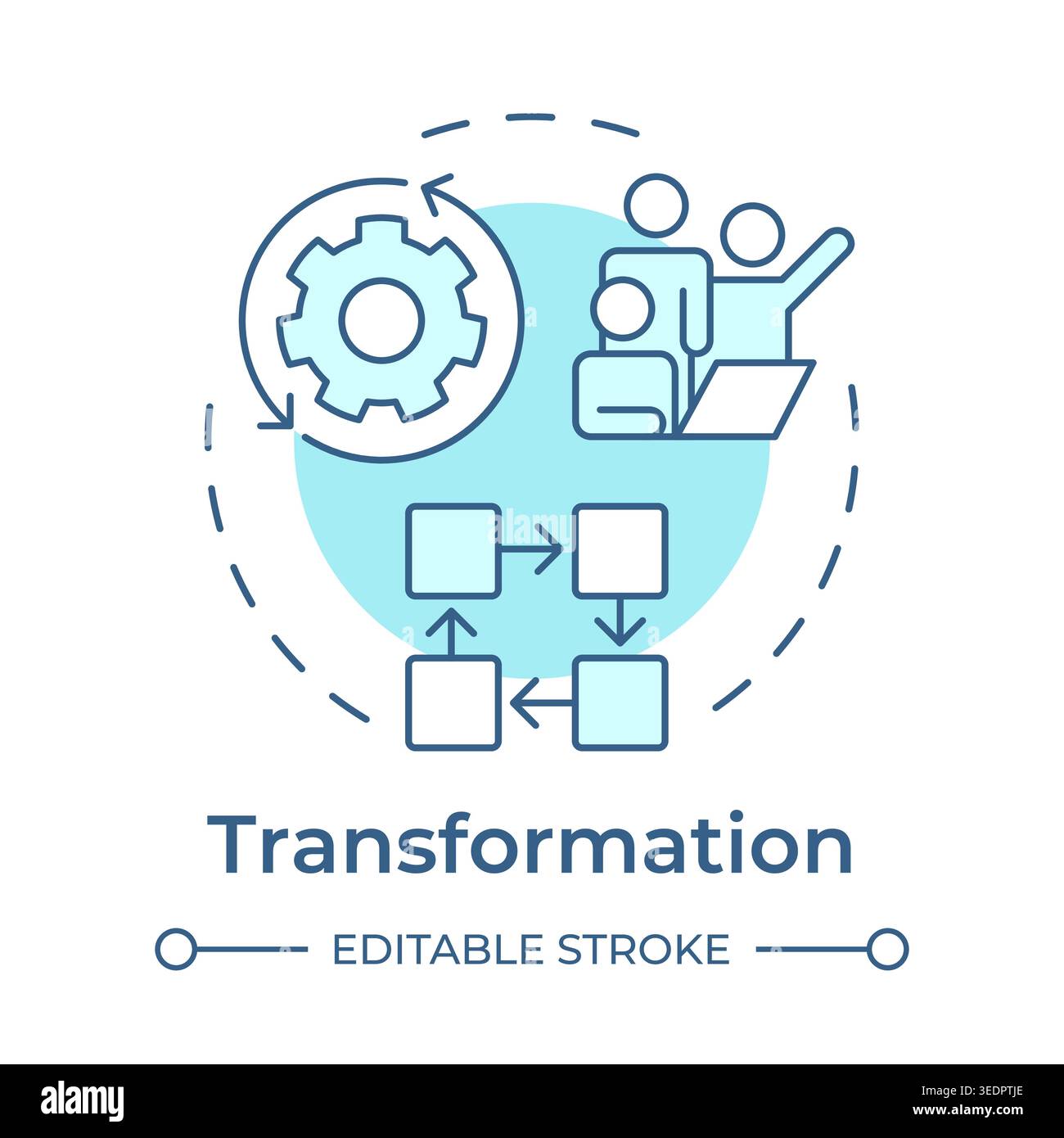 Transformation soft blue concept icon Stock Vector