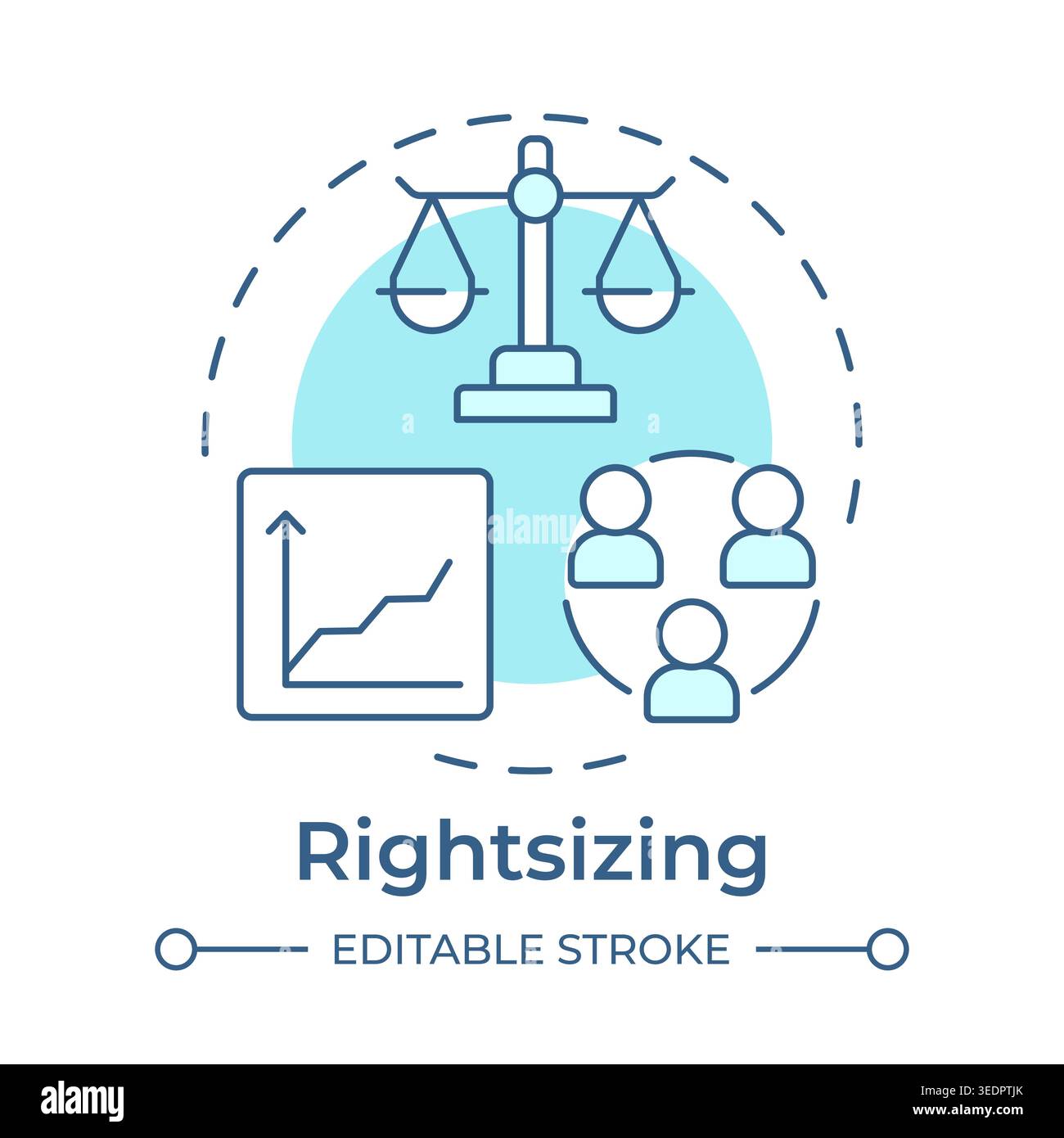 Rightsizing soft blue concept icon Stock Vector