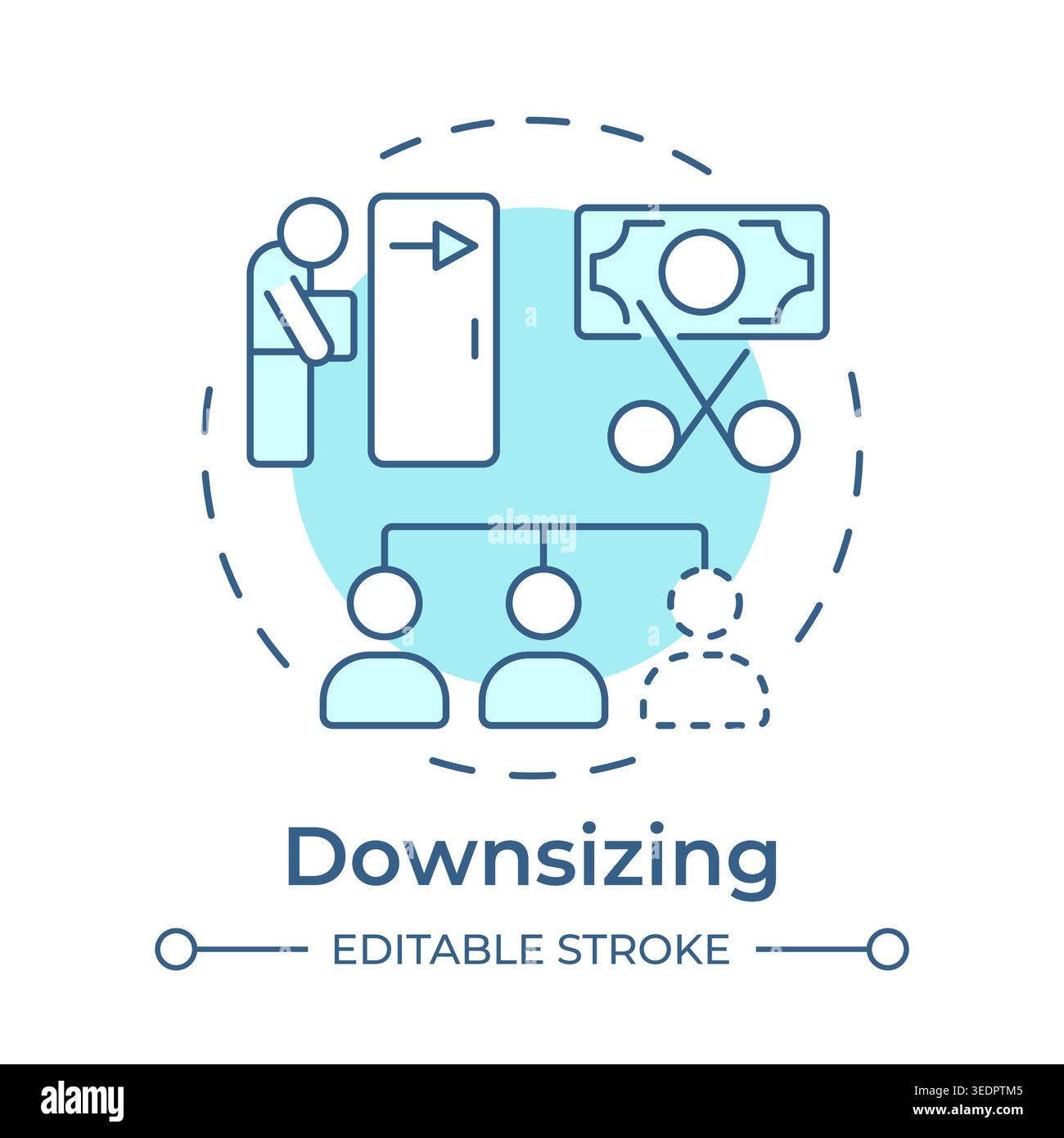Downsizing soft blue concept icon Stock Vector