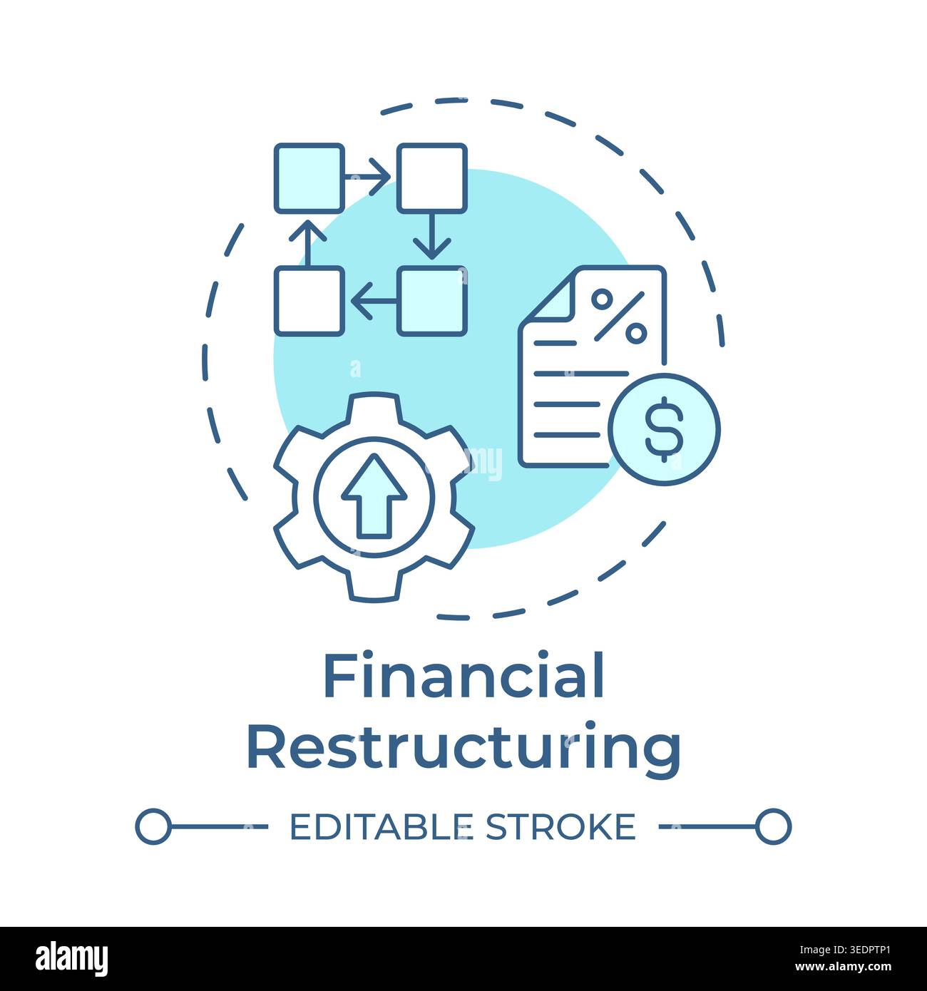 Financial restructuring soft blue concept icon Stock Vector