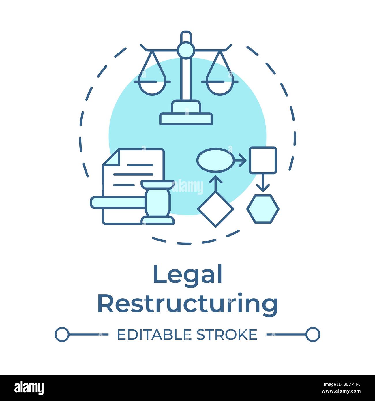 Legal restructuring soft blue concept icon Stock Vector