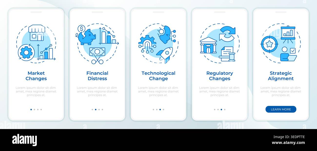 Essential restructuring drivers blue onboarding mobile app screen Stock Vector