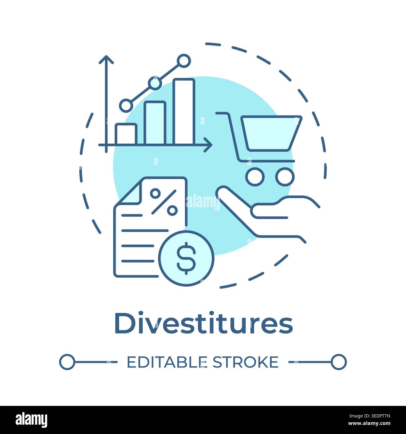 Divestitures soft blue concept icon Stock Vector
