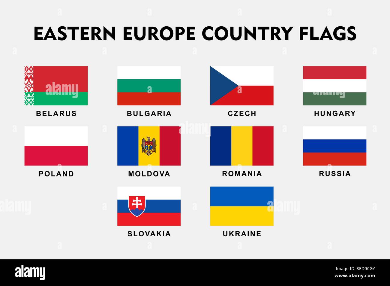Eastern Europe, Country Flags Collection Vector Set Isolated on white ...