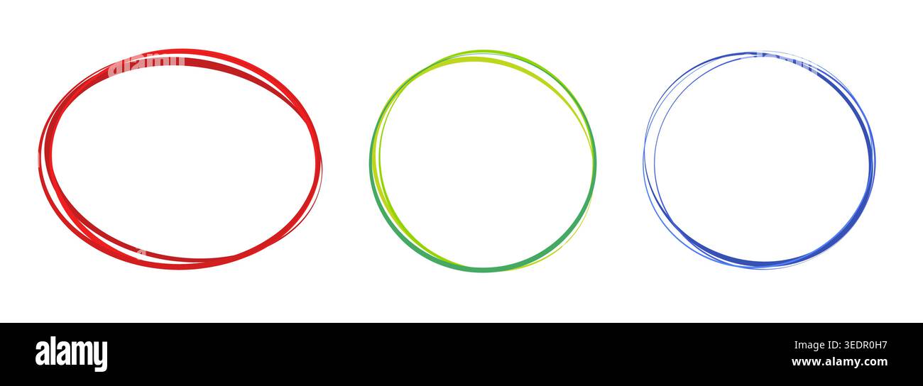 Abstract colorful round circular border frames set on white background. Stock Vector