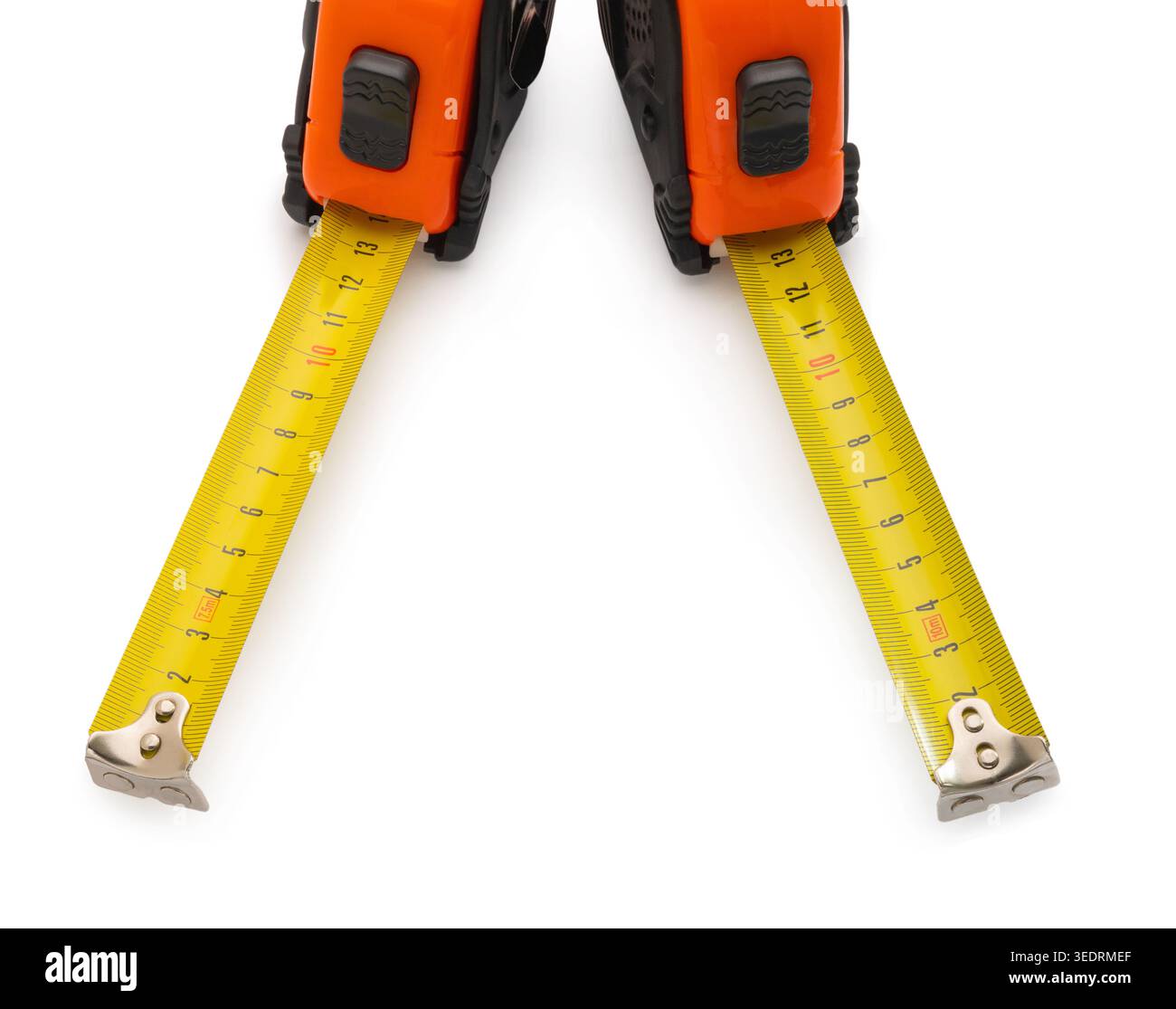 Construction tape measure clipping path isolated on white background Stock Photo