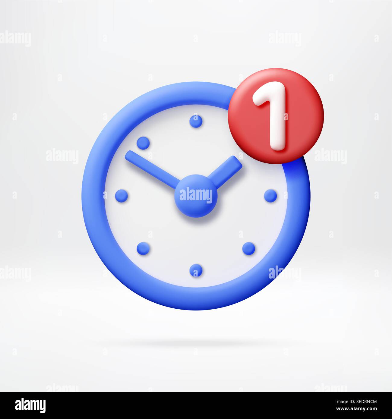 3d clock with a red notification badge Stock Vector