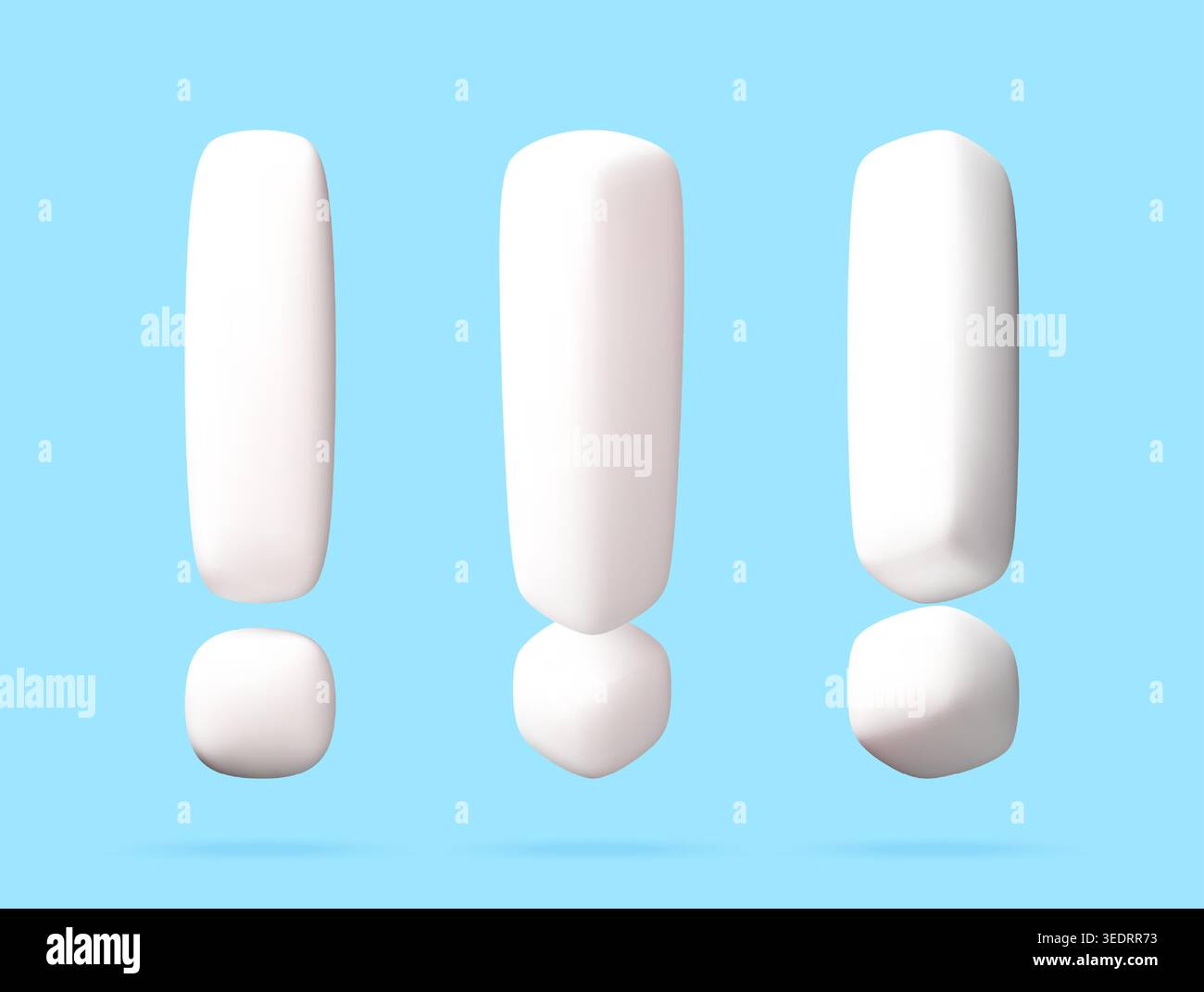 White exclamation mark set in 3D style. Stock Vector