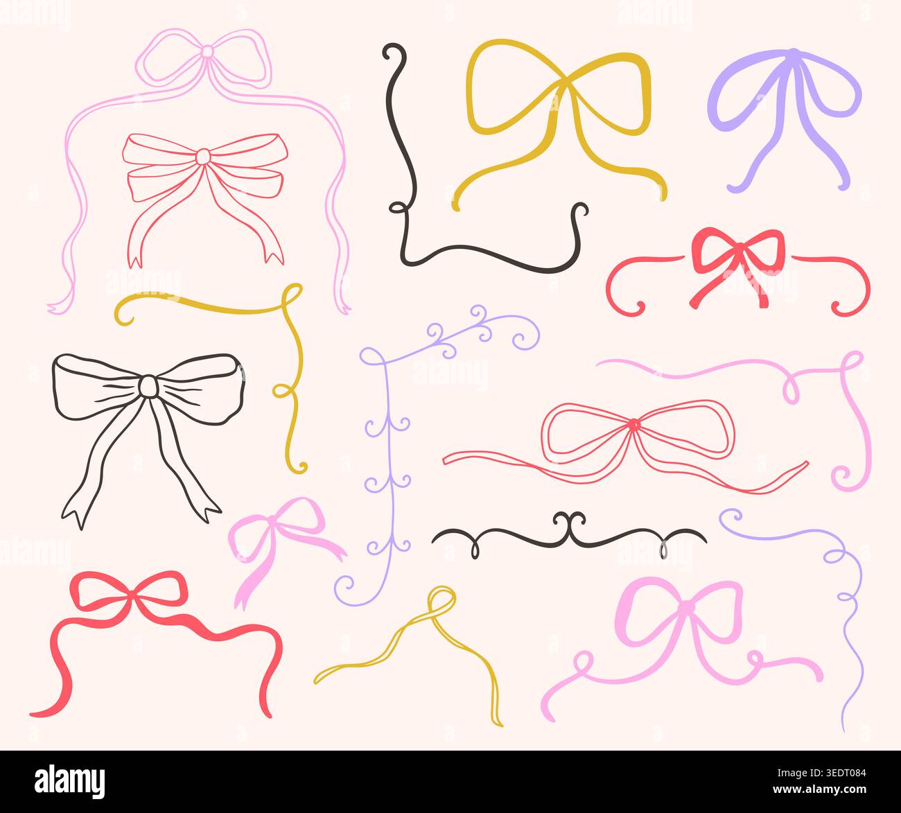 Hand drawn ribbon frames, decorative borders set Stock Vector