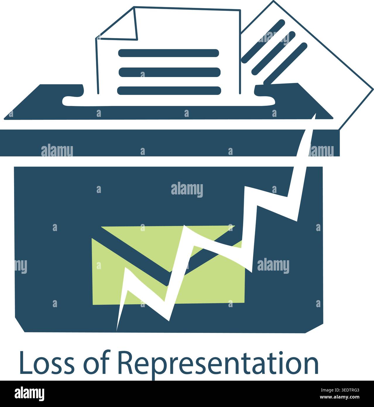 Ballot box with falling vote as symbol of lost representation ...