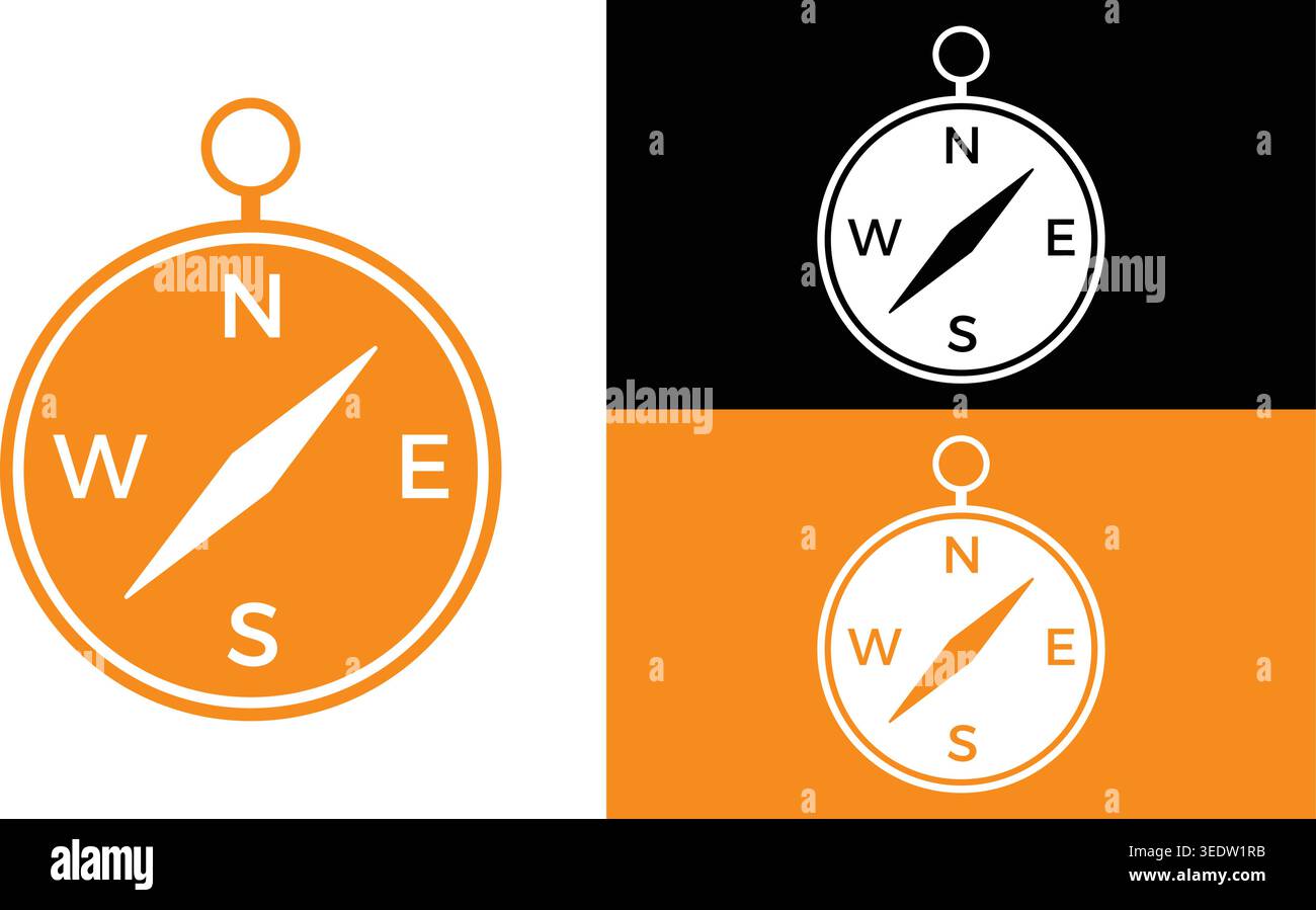 Compass Navigation Icon Set Stock Vector