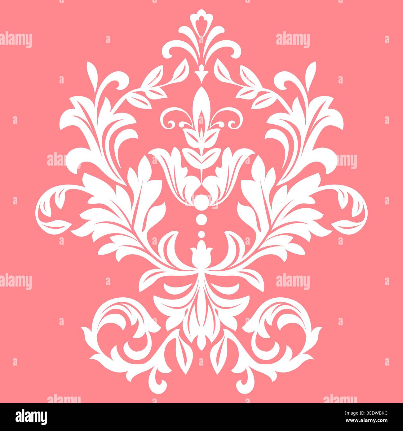 Damask graphic ornament. Floral design element. Pink vector pattern Stock Vector