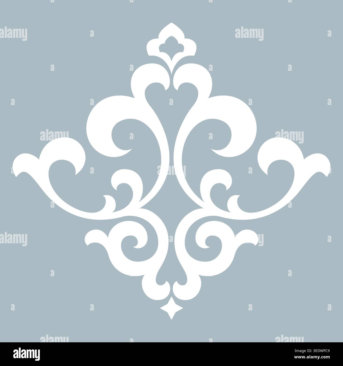 Damask graphic ornament. Floral design element. Blue vector pattern Stock Vector