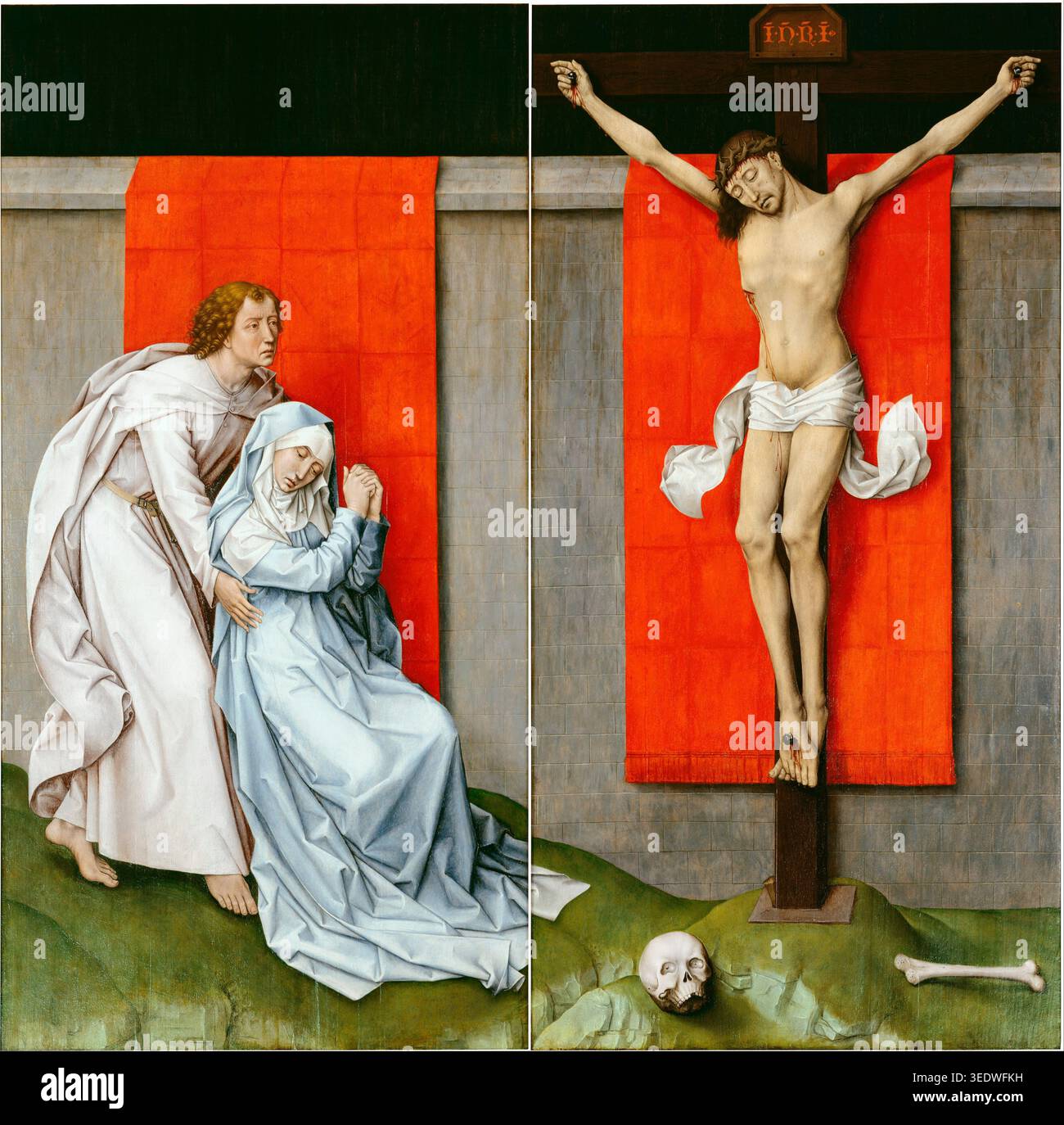 Christ on the cross with Mary and Saint John the Evangelist. Rogier van ...