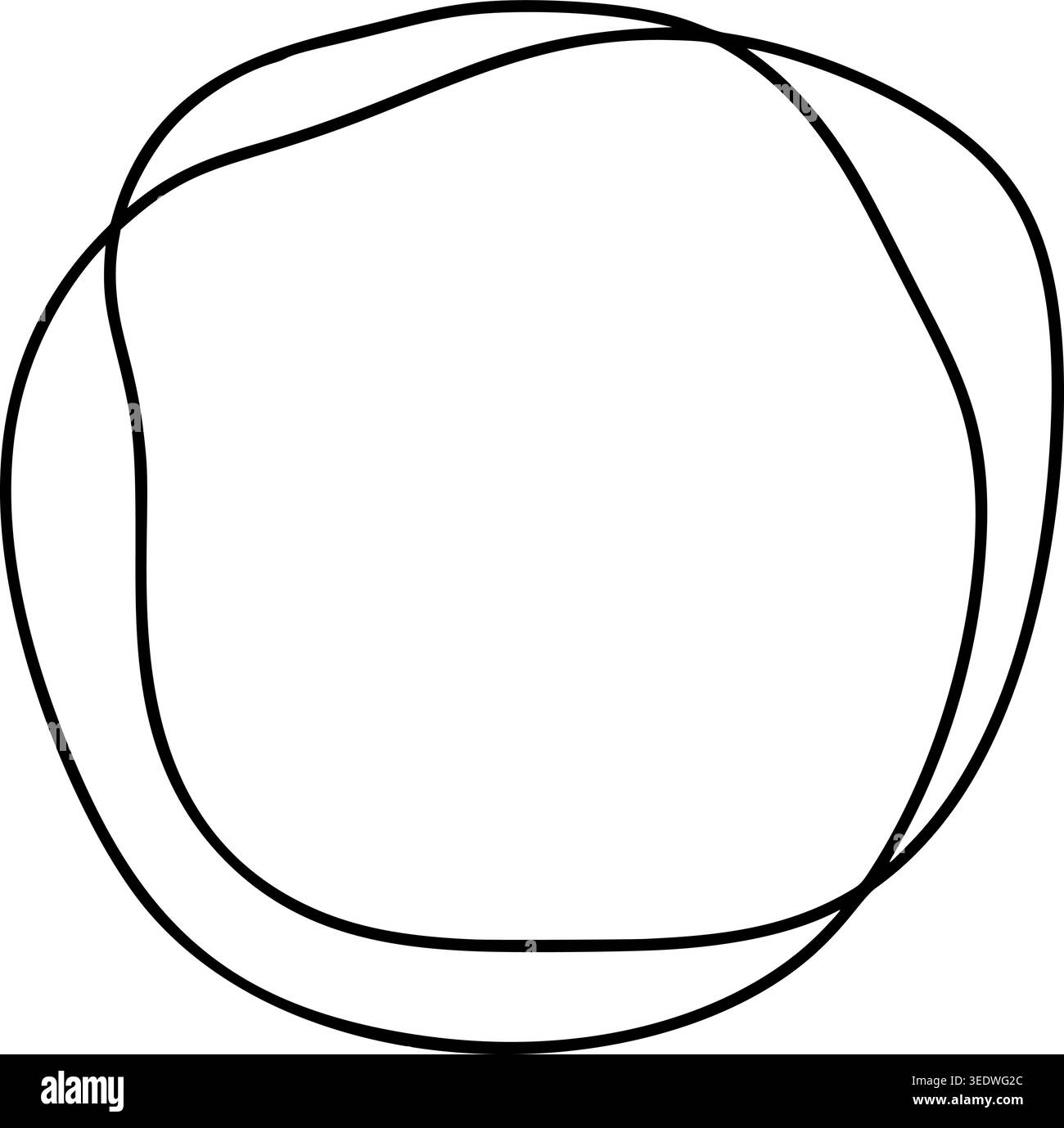 Black minimalist vector lines forming two intertwined, imperfect oval loops on a clean white background, connection creativity and depicting Stock Vector