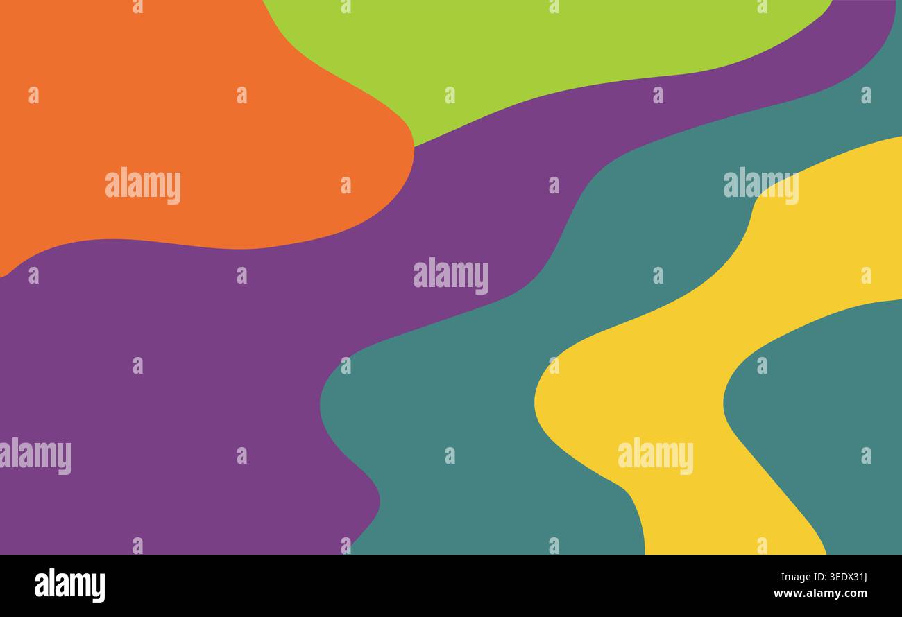 Abstract Colorful Waves with Orange, Green, Purple, and Yellow Tones Stock Vector