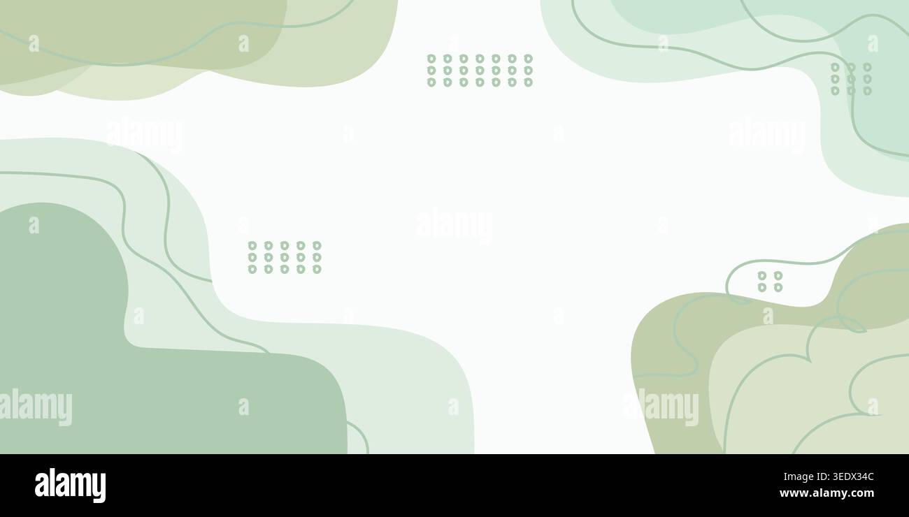 Abstract Soft Green Waves with Fluid Lines and Geometric Patterns Stock Vector