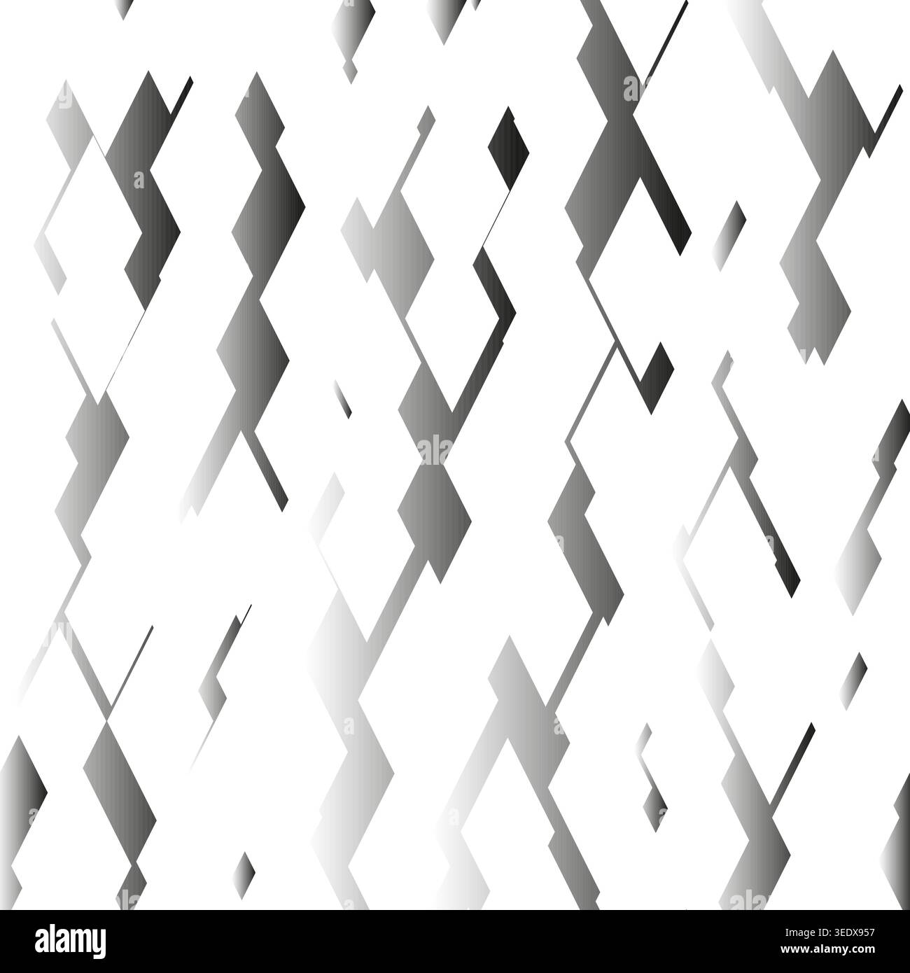 Gradient gray abstract geometric pattern. Random zigzag curved shapes on transparent background. Monochrome background with metallic shine texture Stock Vector
