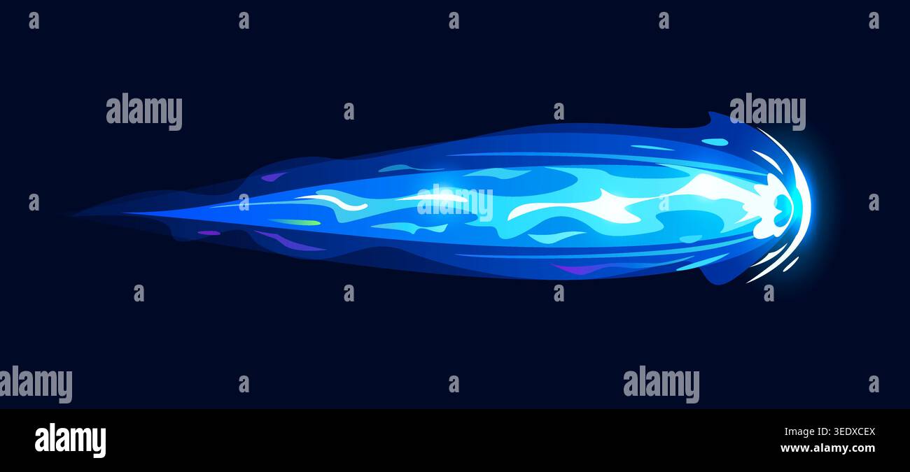 Gun fire effect with trail flame for game comics Stock Vector
