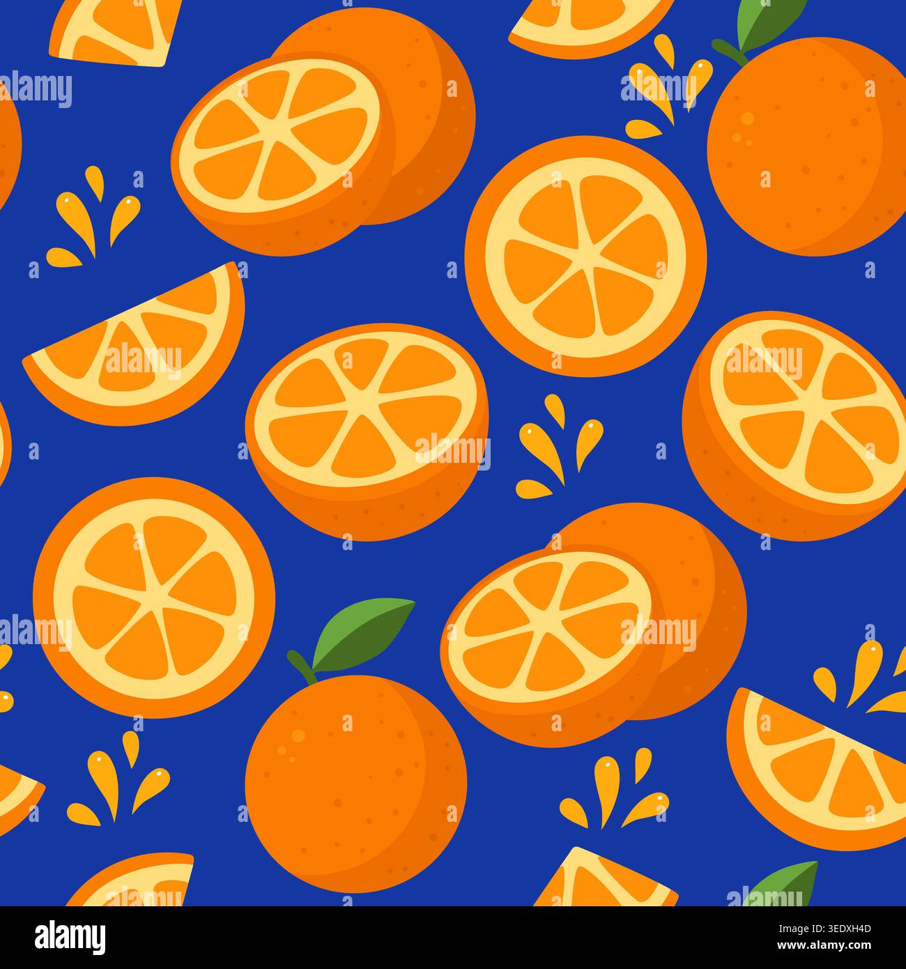 Vibrant Orange Citrus Pattern Background Stock Vector