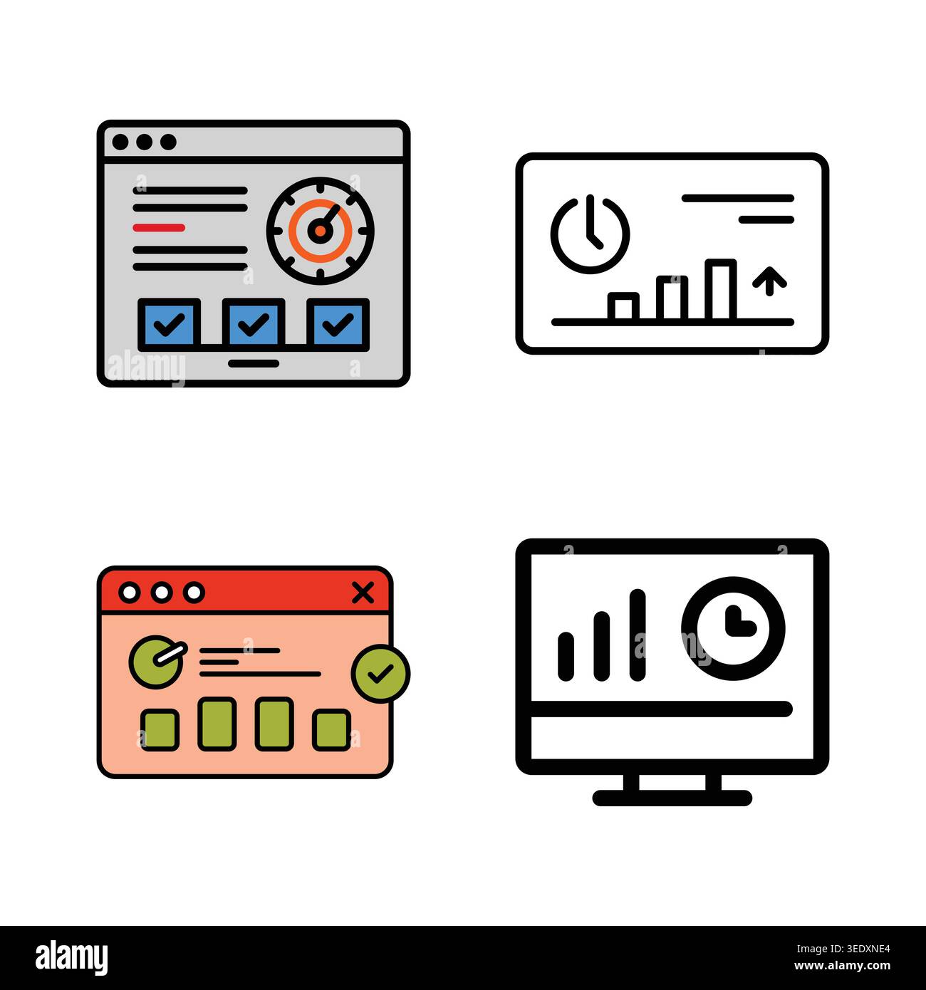 Data Analytics Dashboard and Business Statistics Infographic Icon Set Vector Stock Vector