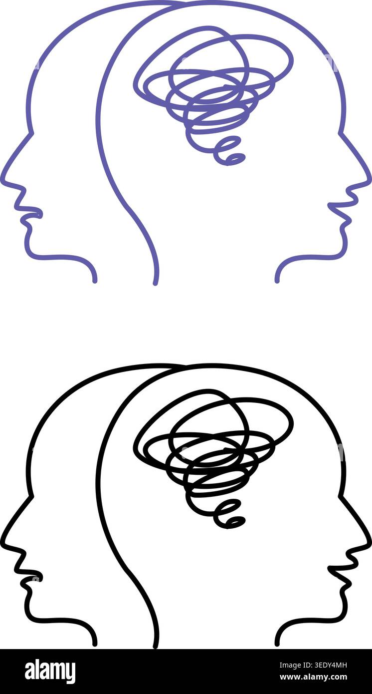 Multiple Personality Icons. Vector Illustration. Two Personalities in ...
